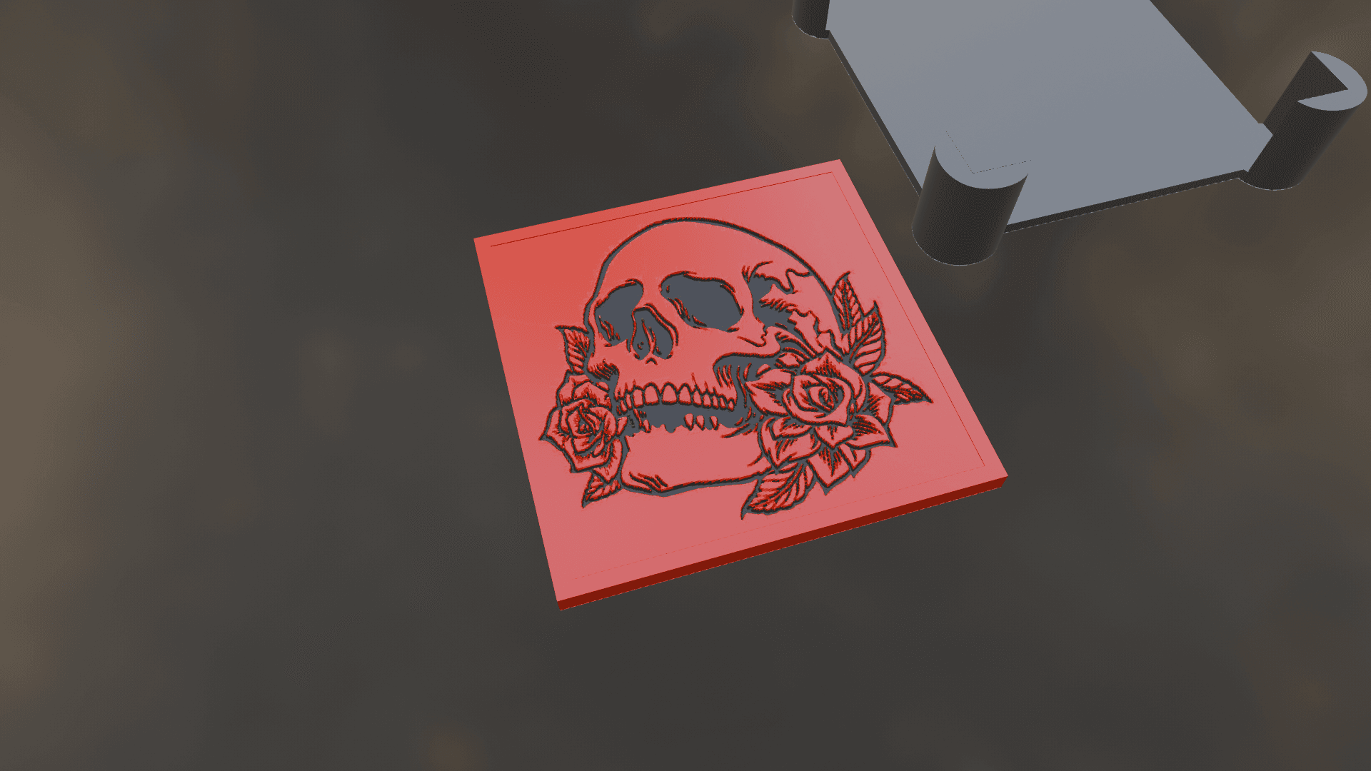 Skull Drink Coaster with Holder 3d model