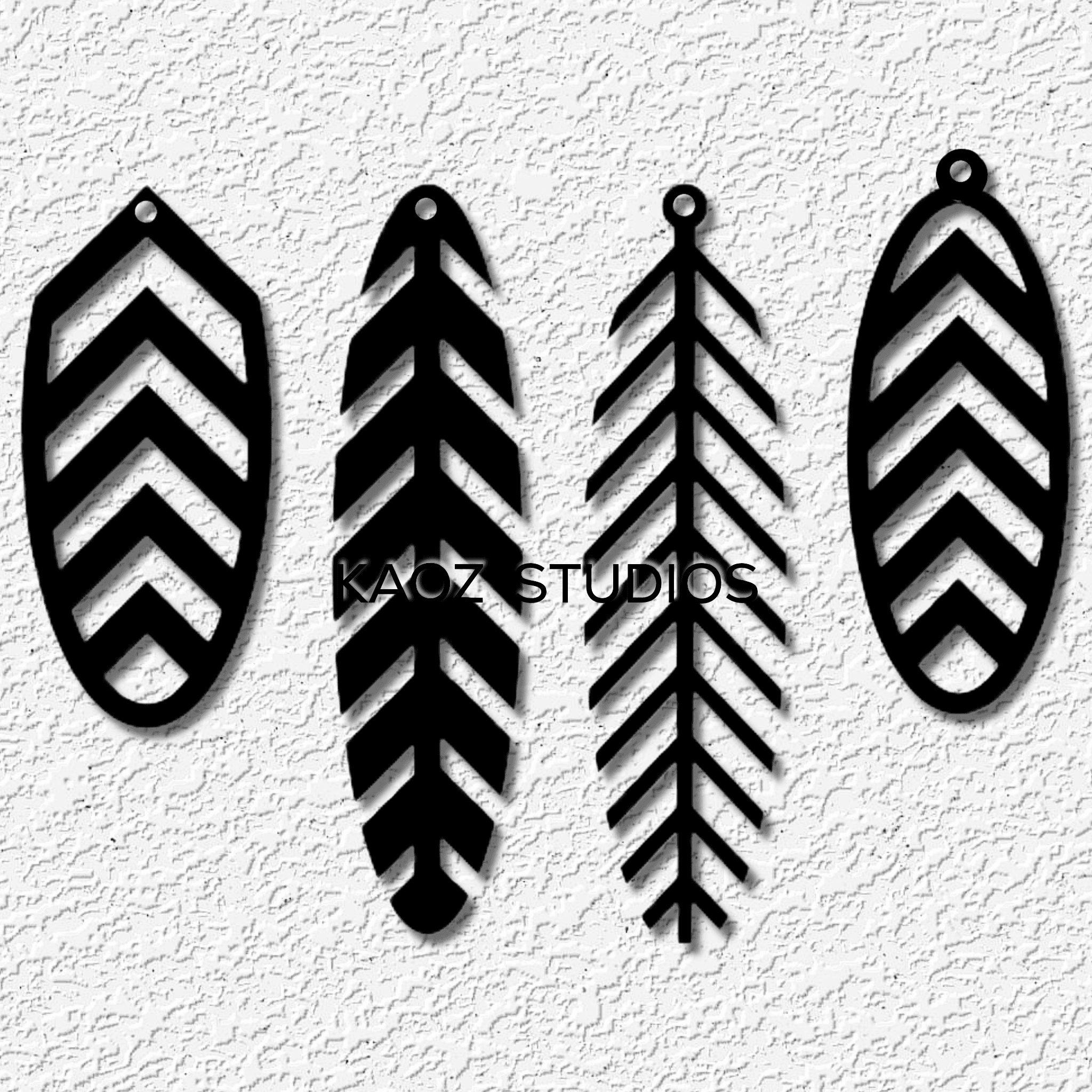 4 Feathers Jewelry pack Native American earrings Southwestern Jewellery 3d model