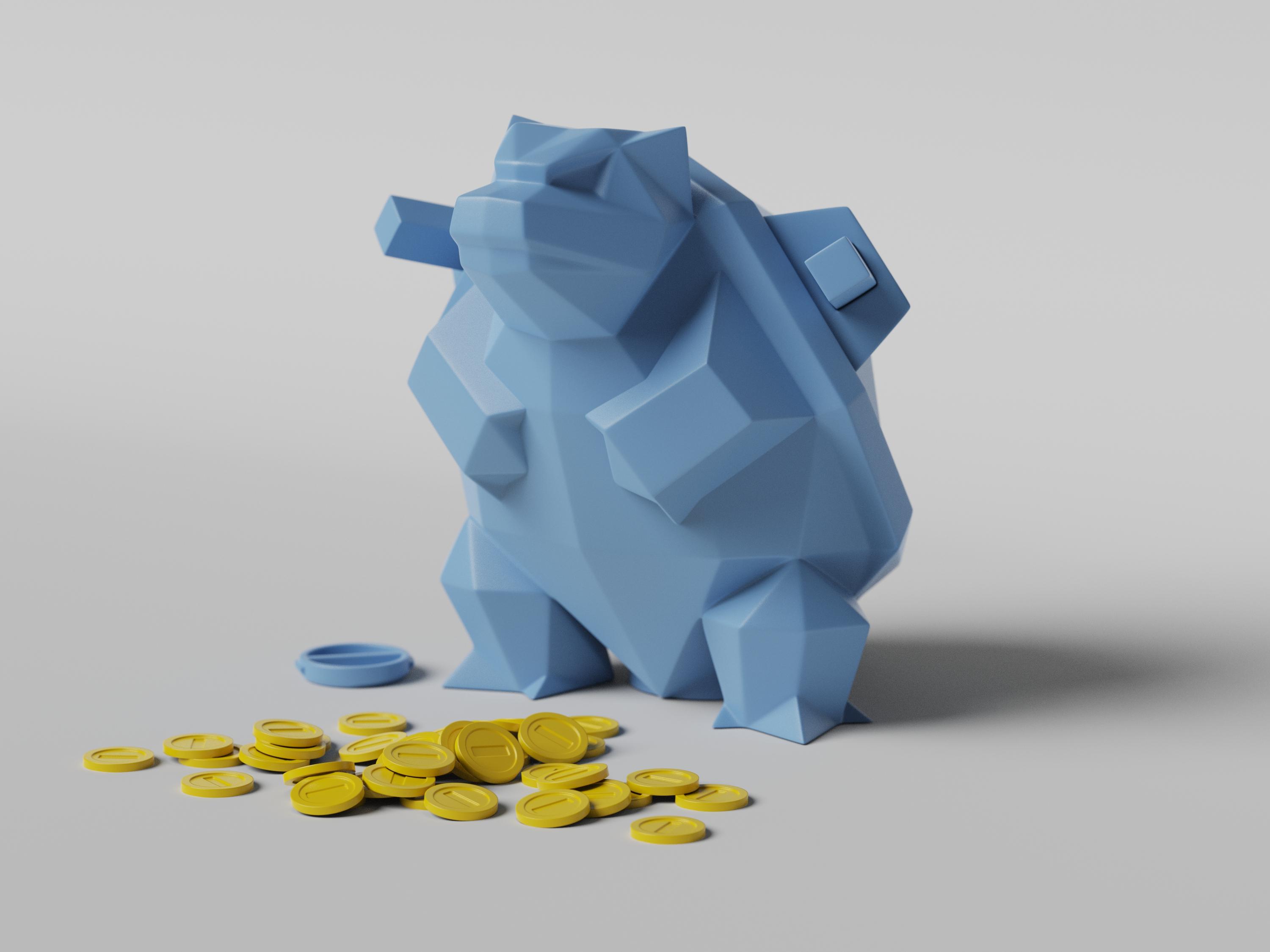 Low-poly Blastoise - Piggy Bank 3d model