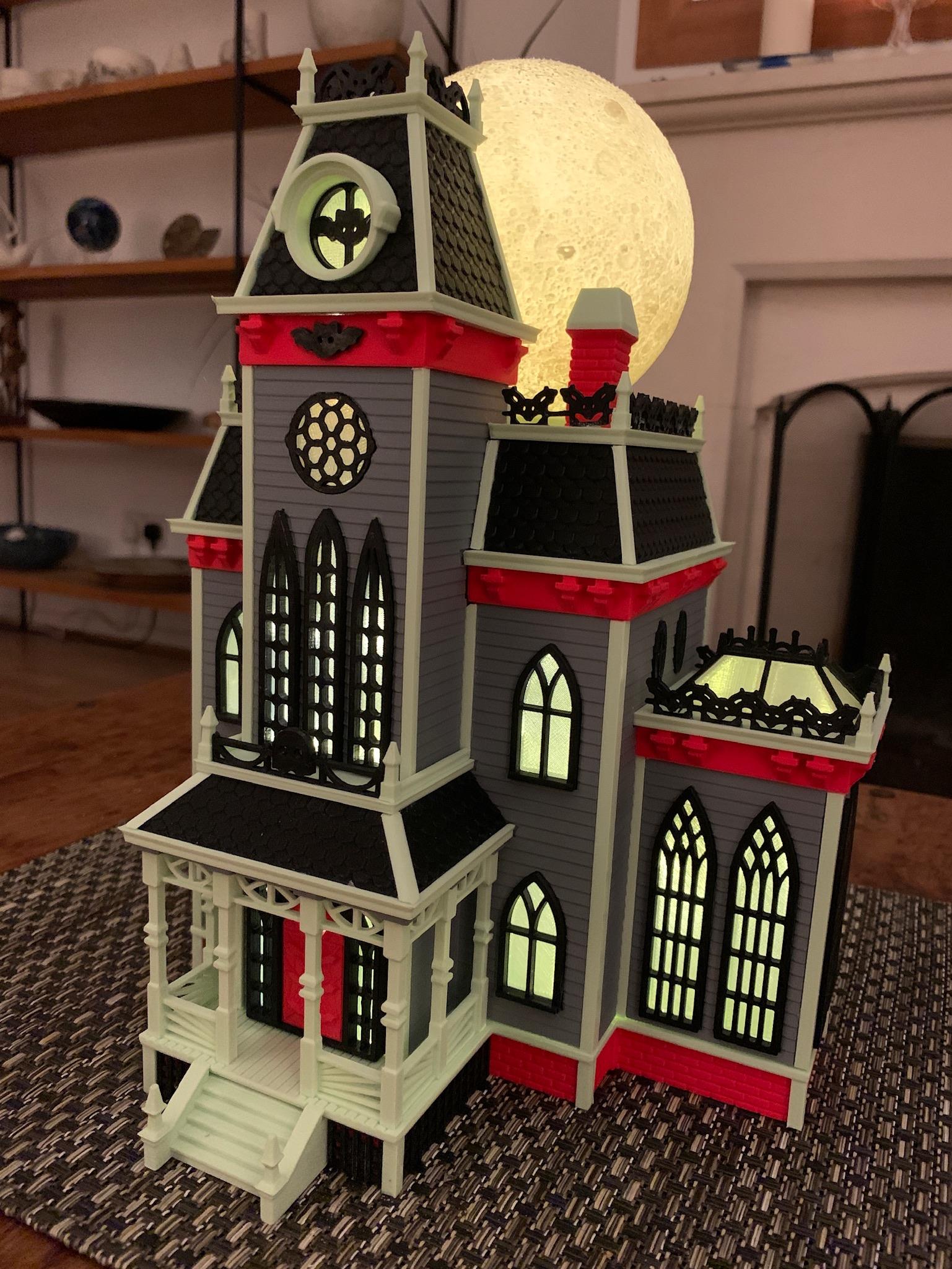 Haunted House w/ 3D Moon 3d model