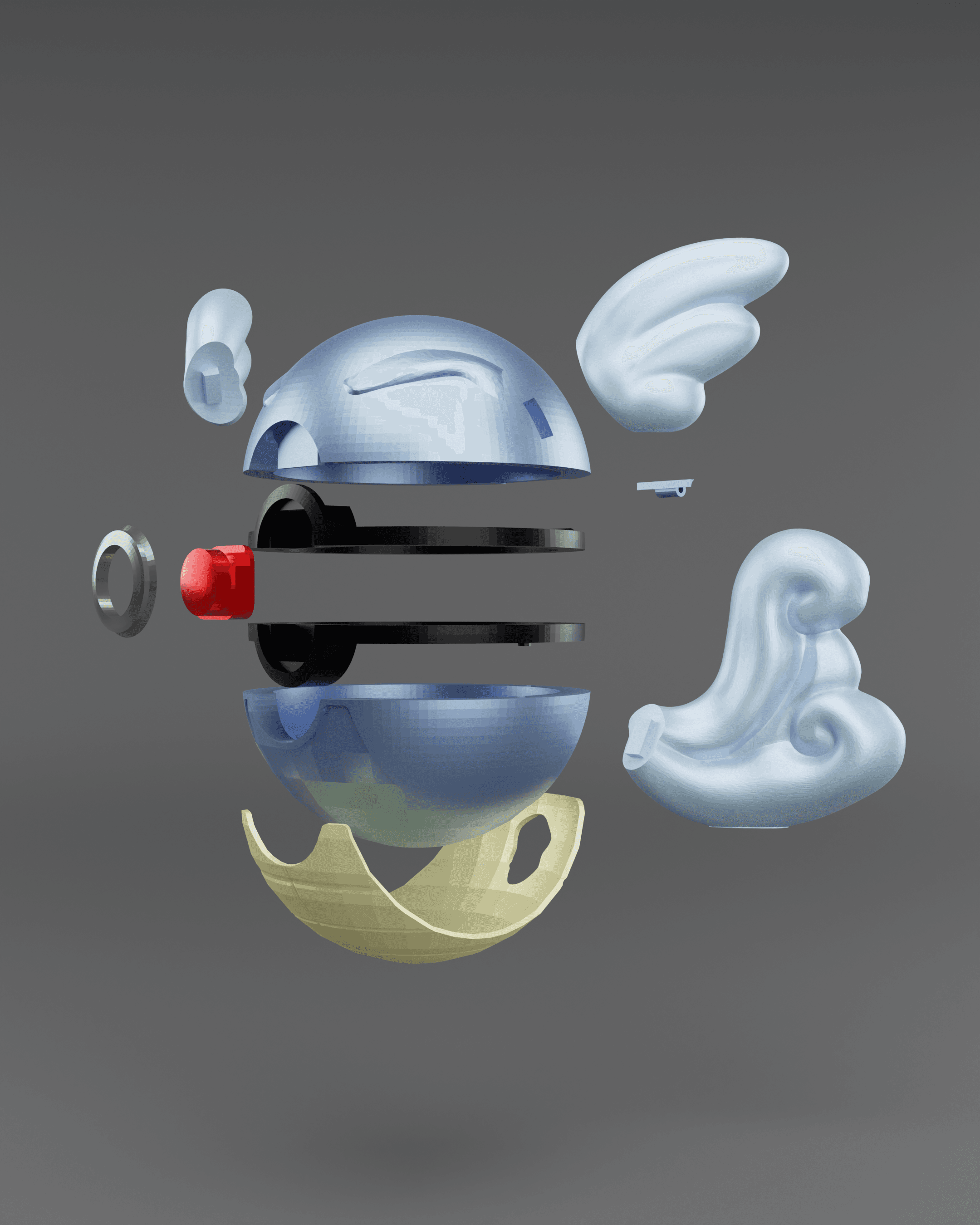 WartortBall Wartortle Themed Opening Pokeball - Fan Art 3d model