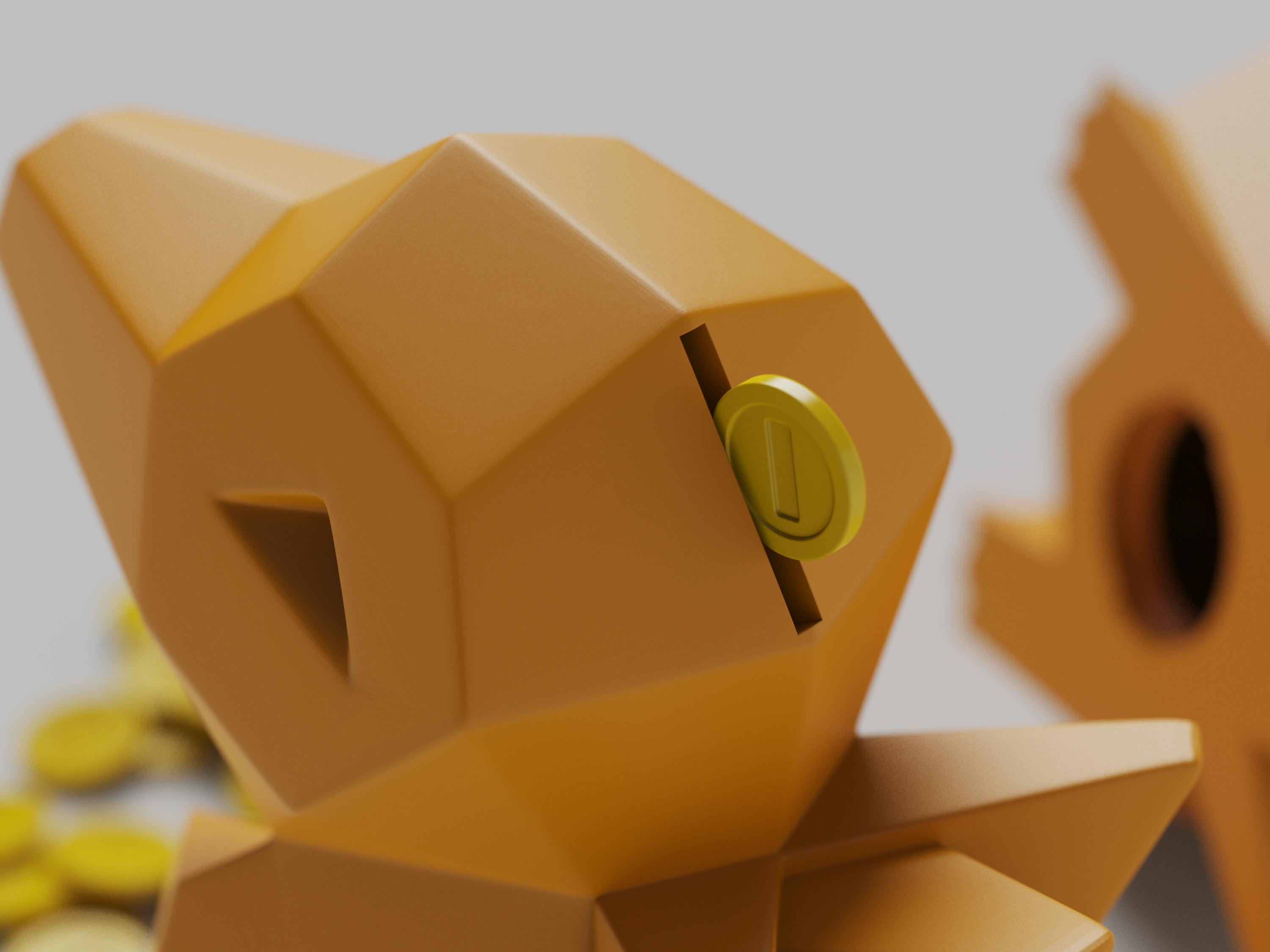 Low-poly Cyndaquil - Piggy Bank 3d model