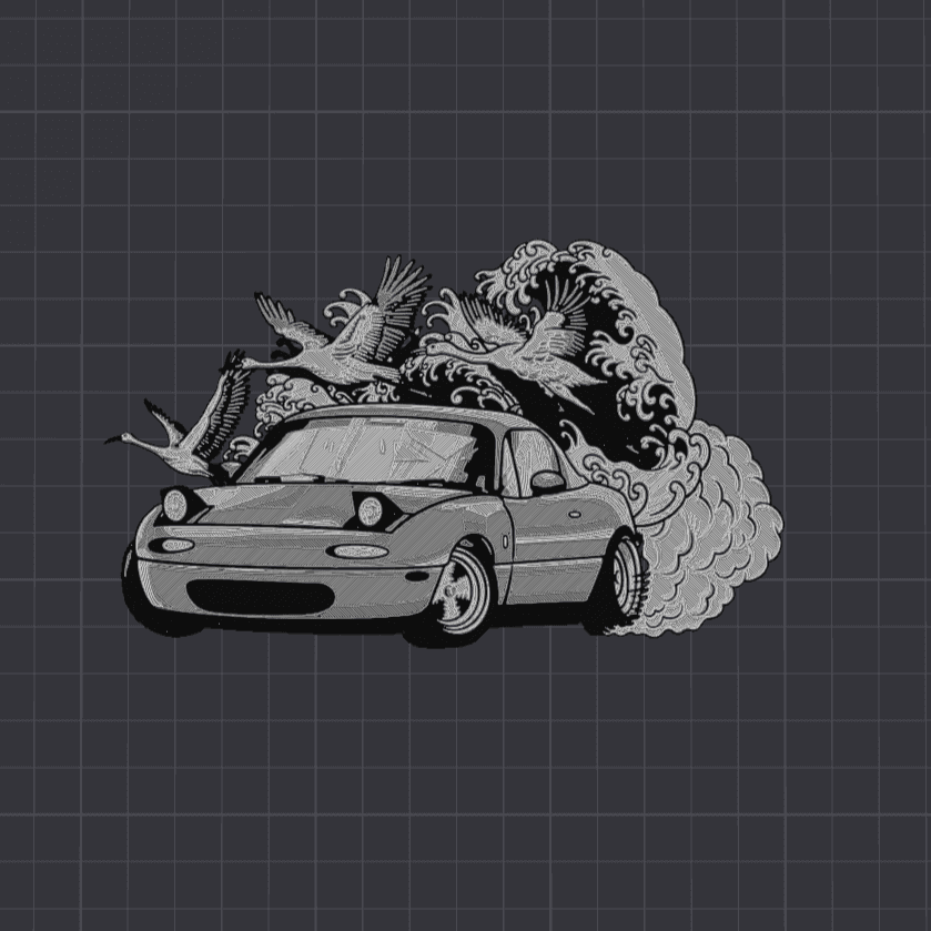 Monochrome Miata Magnet 3d model