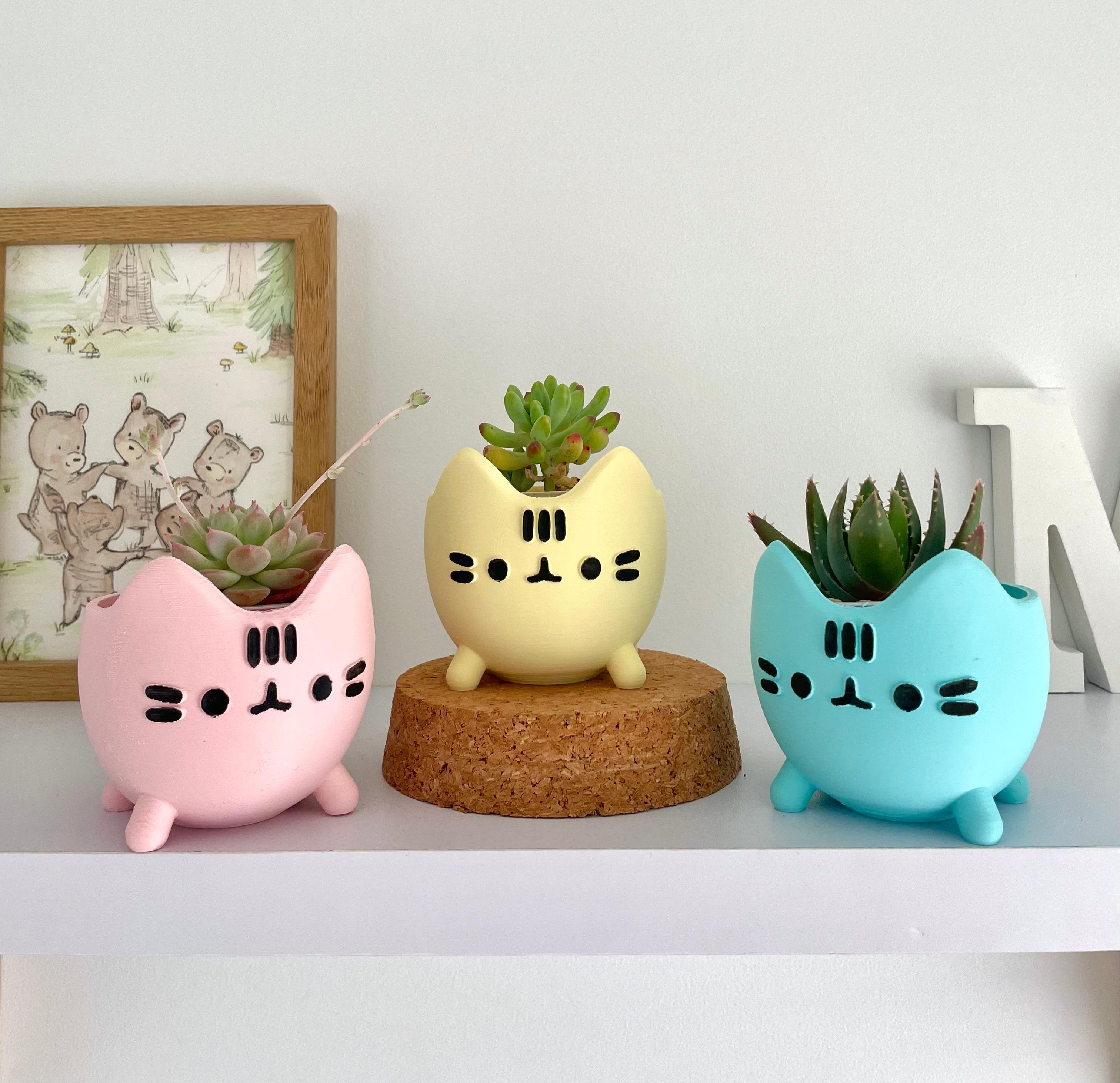 PUSHEEN KITTEN PLANTER - EASY PRINT 3d model