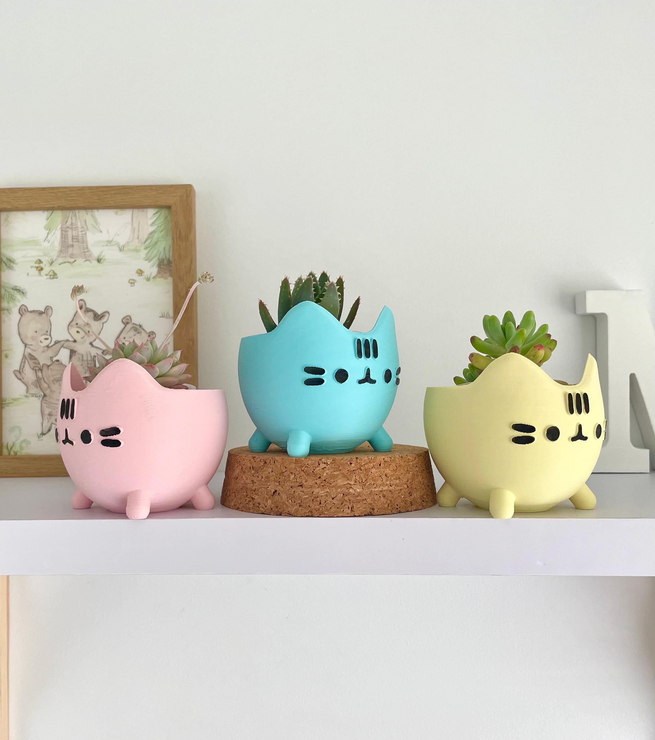 PUSHEEN KITTEN PLANTER - EASY PRINT 3d model