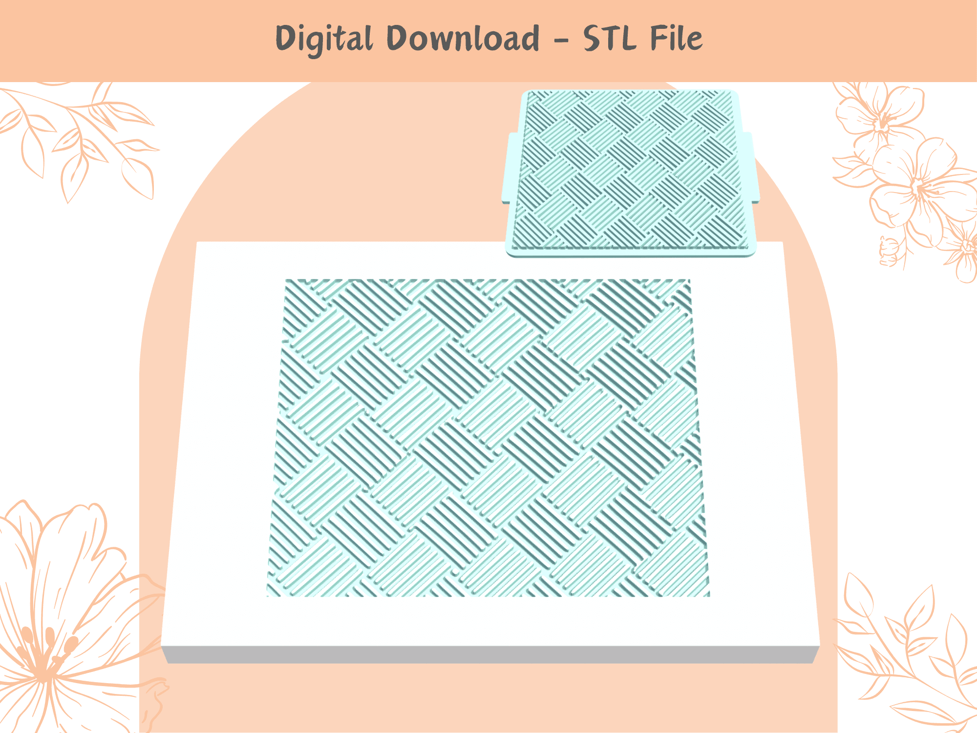 Abstract Checker Texture Mat | STL File | Clay Embossing Stamp | Unique Pattern | Polymer Clay Earri 3d model