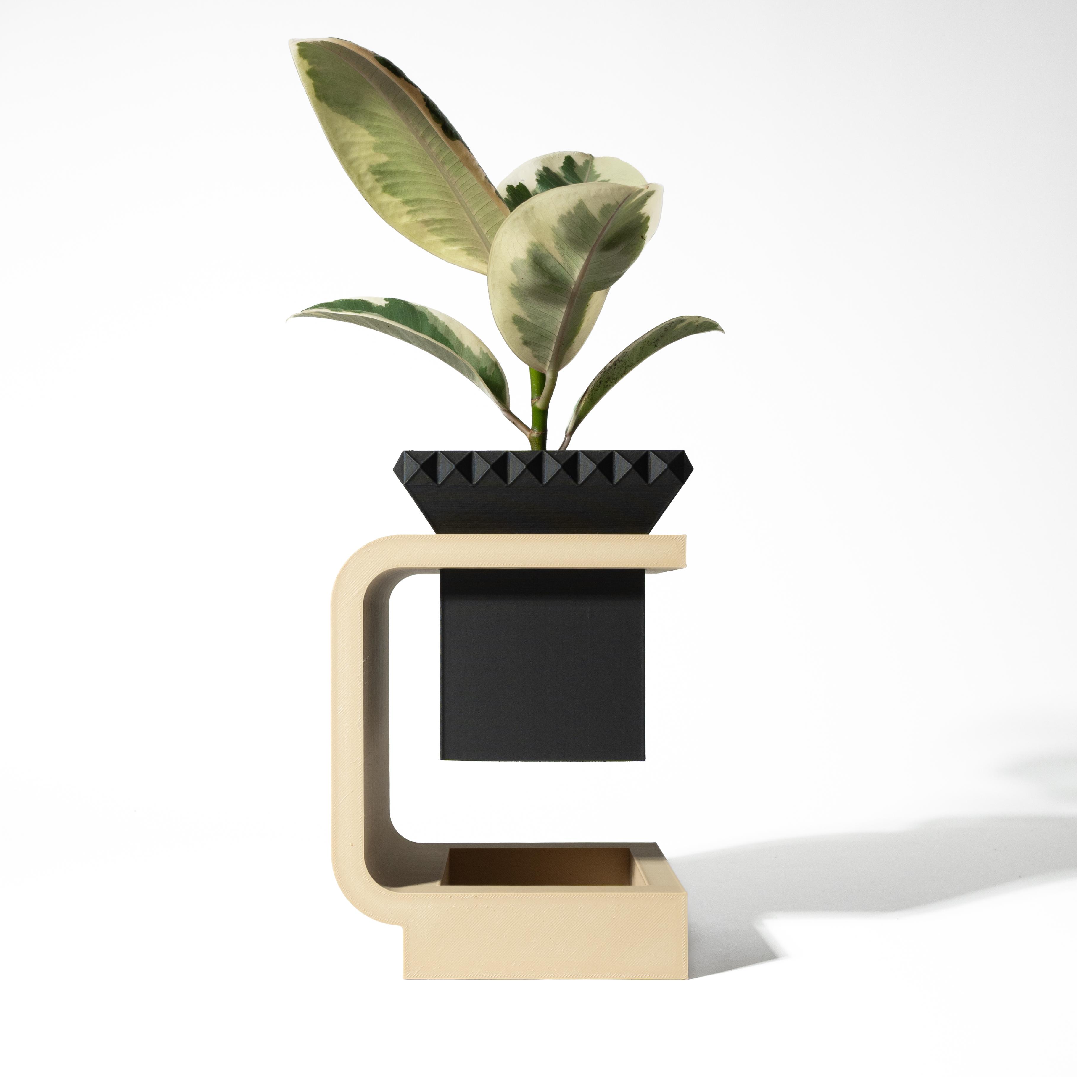 The Daka Planter Pot with Drainage Tray & Stand: Modern and Unique Home Decor for Plants 3d model