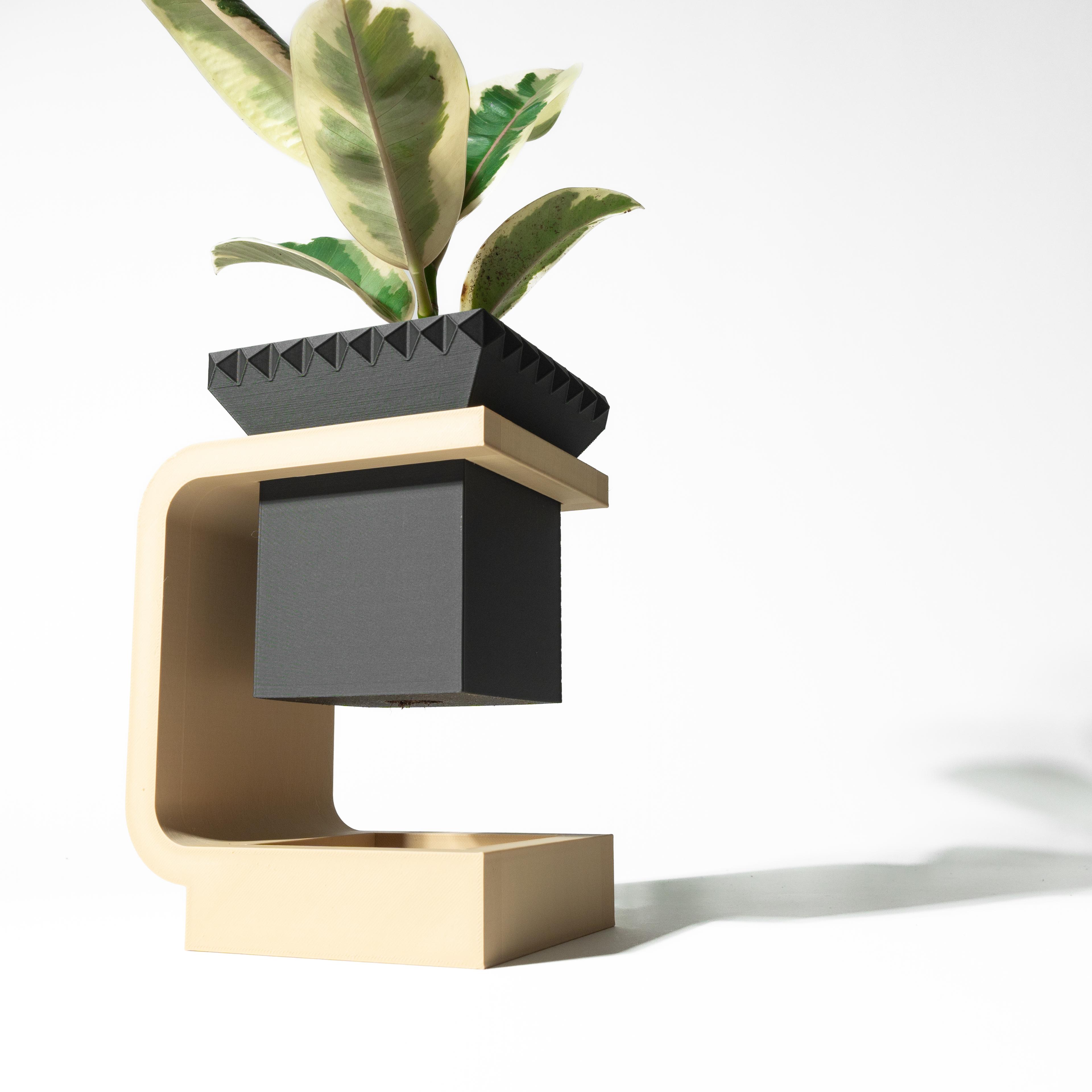 The Daka Planter Pot with Drainage Tray & Stand: Modern and Unique Home Decor for Plants 3d model