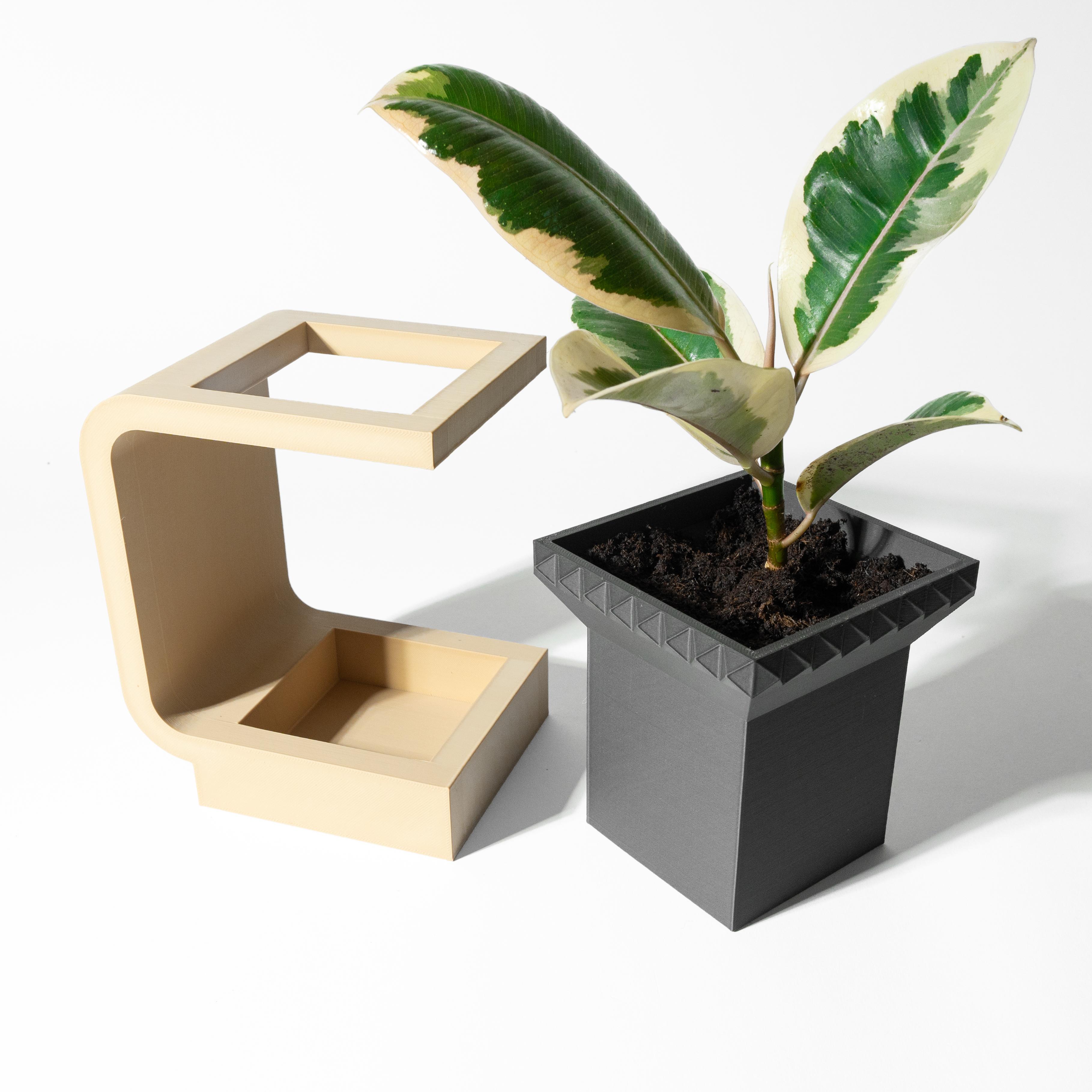 The Daka Planter Pot with Drainage Tray & Stand: Modern and Unique Home Decor for Plants 3d model