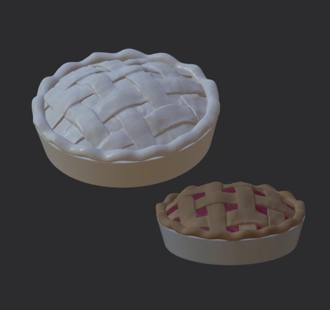 Pair of Miniature Lattice-Top Pies :: Delicious Desserts! 3d model