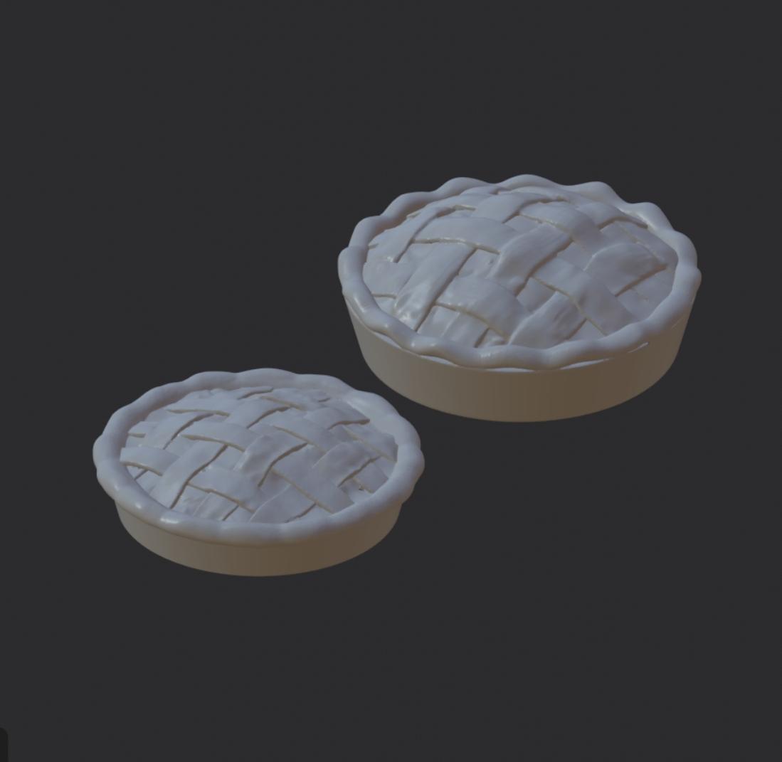 Pair of Miniature Lattice-Top Pies :: Delicious Desserts! 3d model