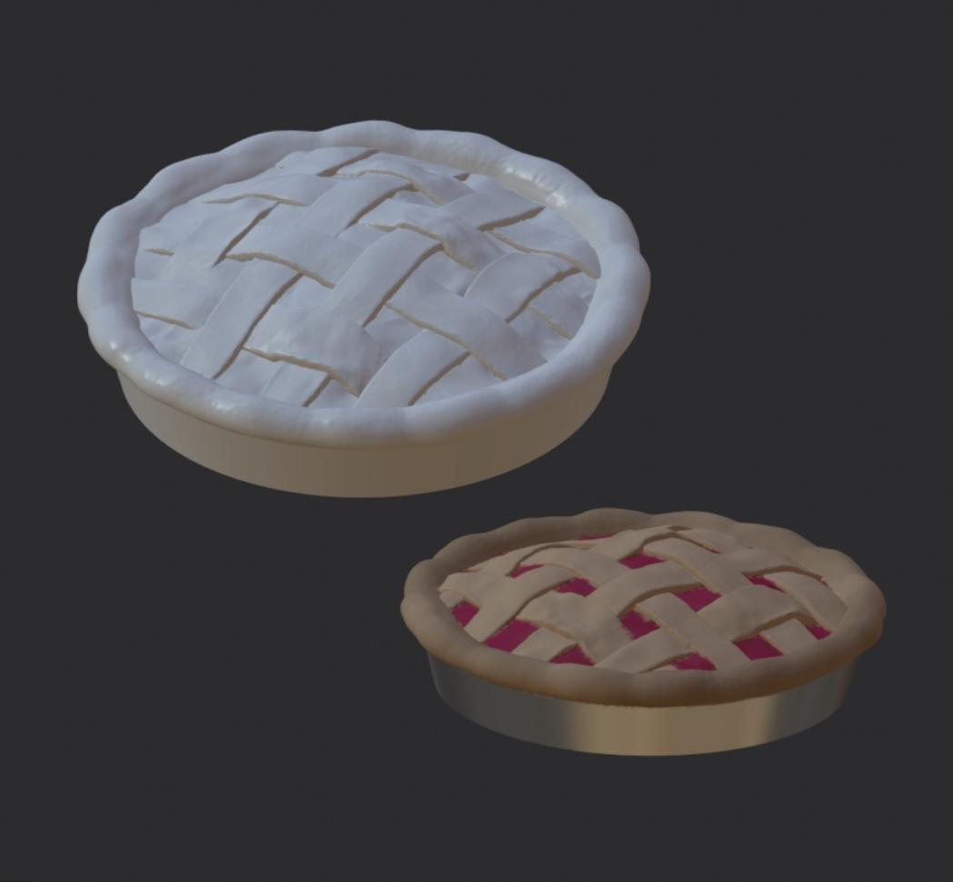 Pair of Miniature Lattice-Top Pies :: Delicious Desserts! 3d model