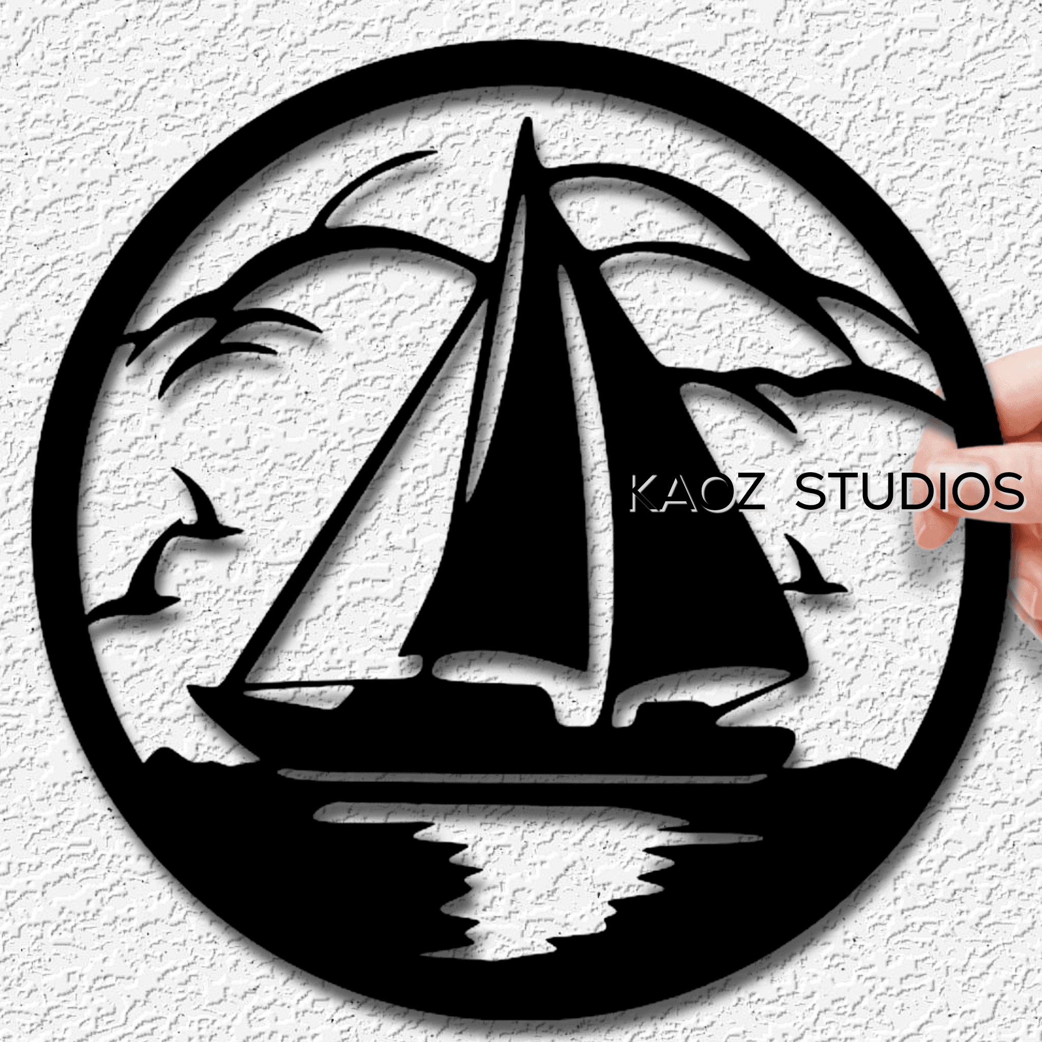 sailboat scene wall art ocean wall decor beach house decoration 3d model