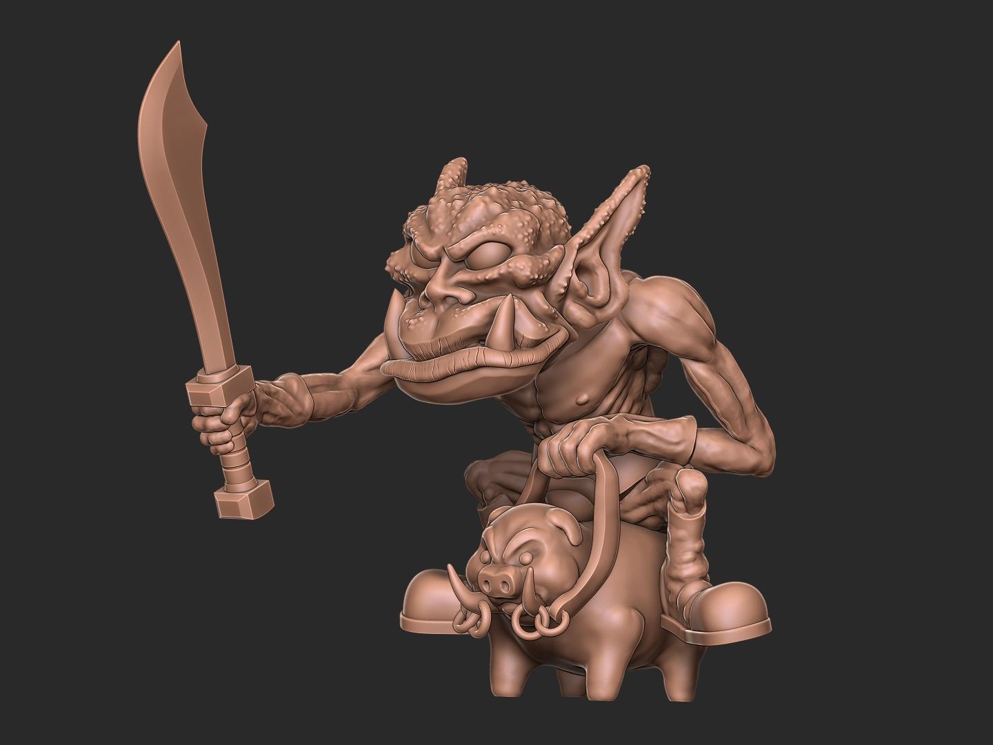 Vogland Orc Hogrider miniature 3d model