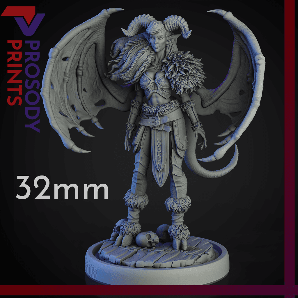 Teyre - Demon Barbarian - 32mm 3d model