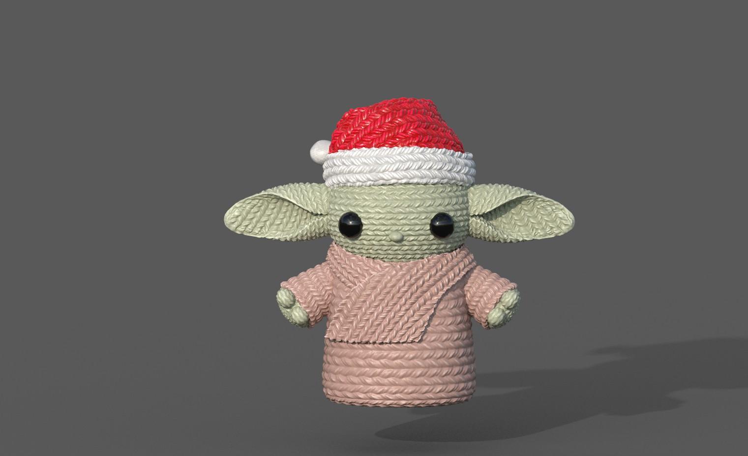 Crochet Santa Baby Yoda 3d model