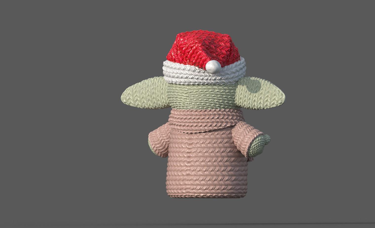 Crochet Santa Baby Yoda 3d model