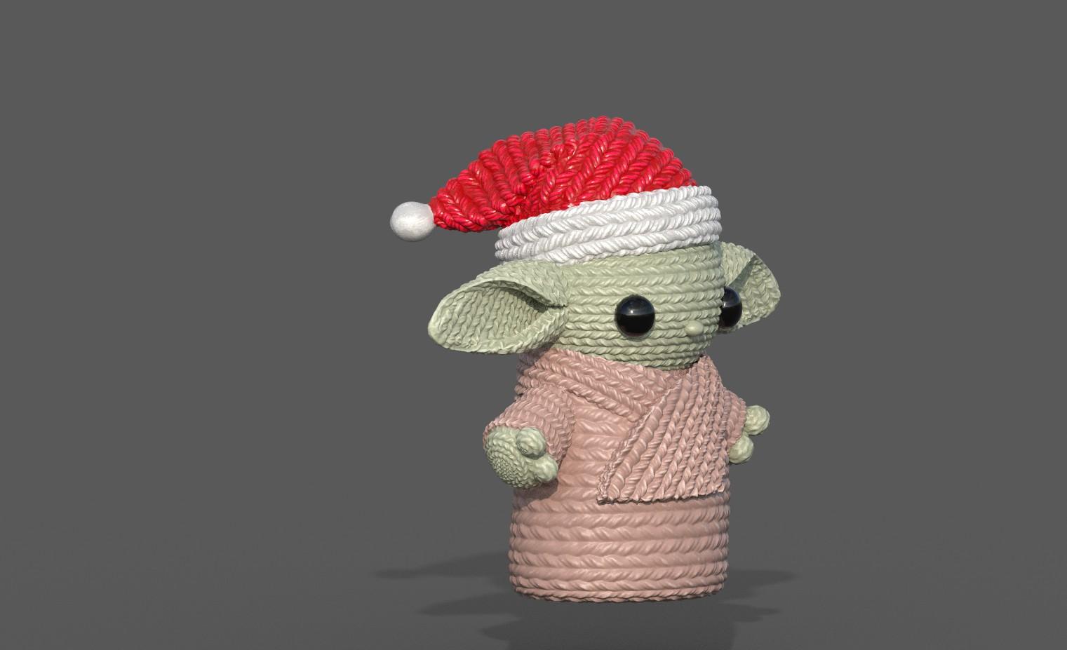 Crochet Santa Baby Yoda 3d model