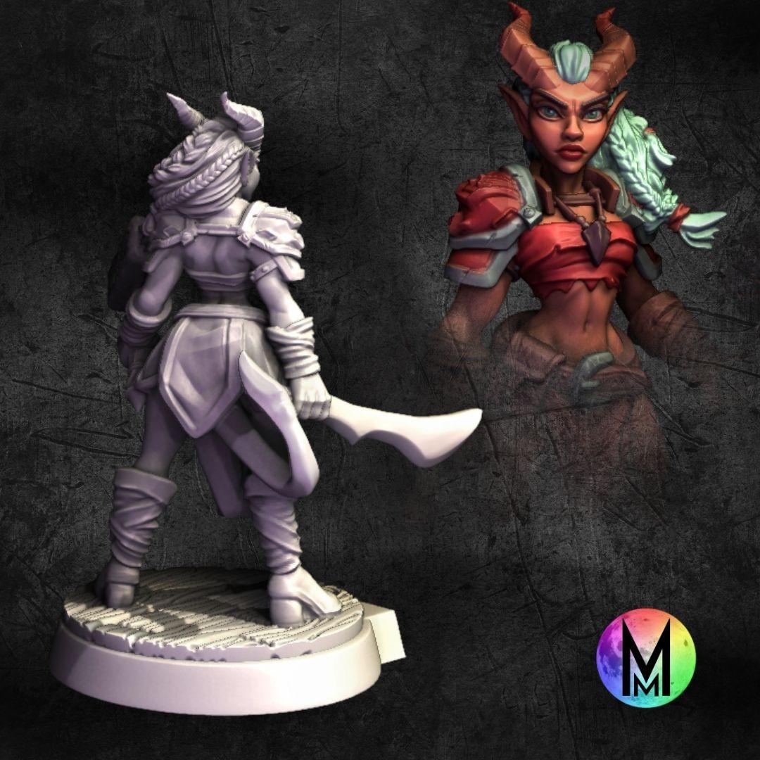 Tiefling Female Fighter Battlemaster / Barbarian - Pepper the Battlemaster Tiefling 3d model