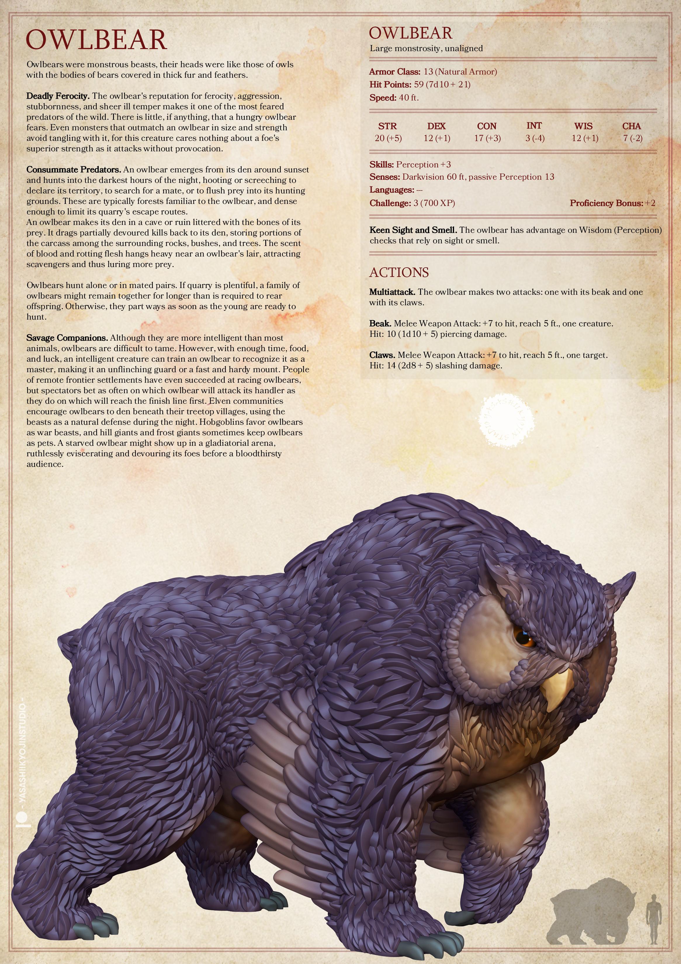 Owlbears - Tabletop Miniatures (Pre-Supported) 3d model