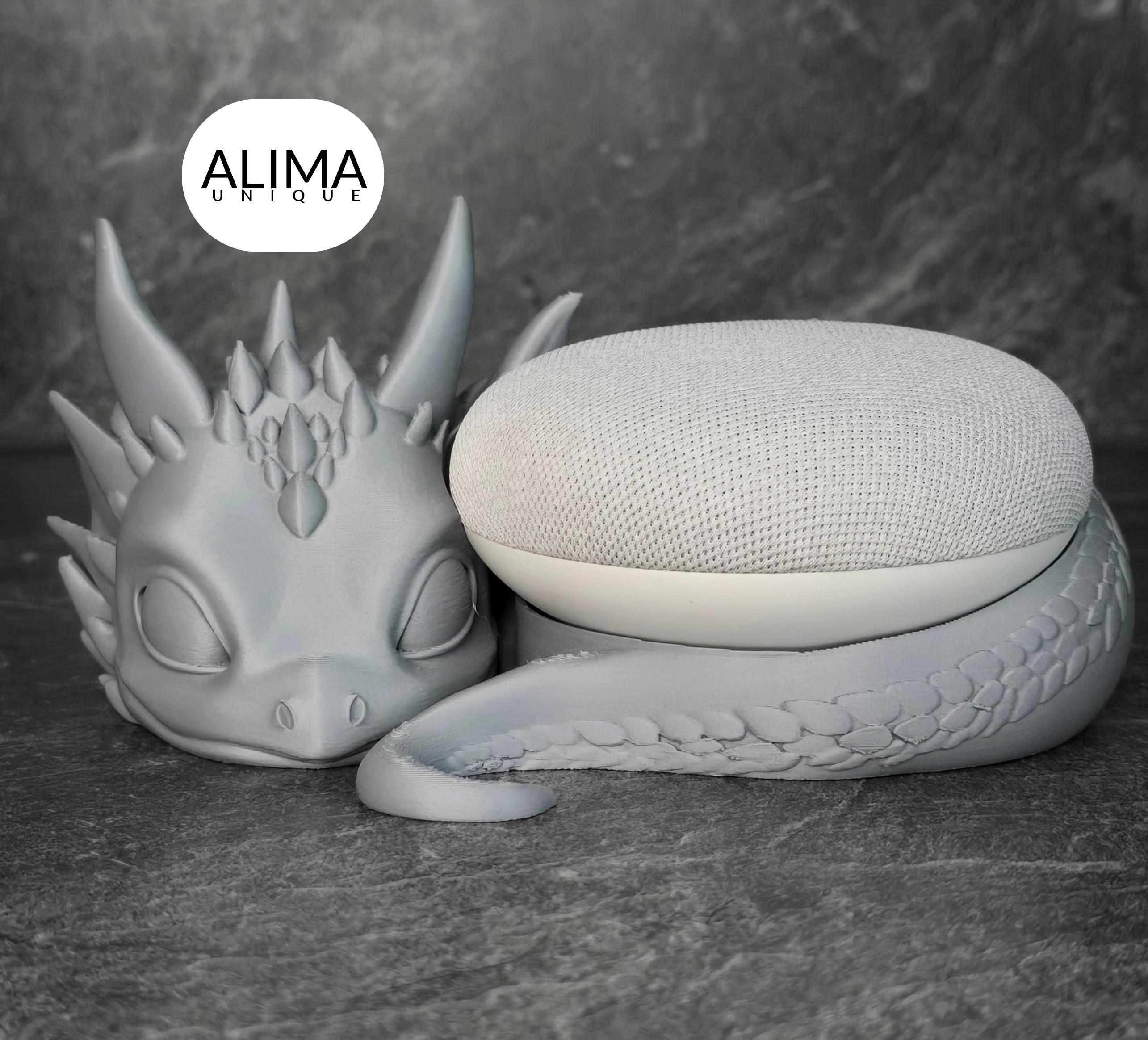 Lying baby dragon - compatible google nest mini 3d model