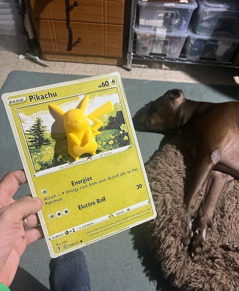 Oversized Pikachu Pokemon Card - Hueforge Hybrid Print 3d model