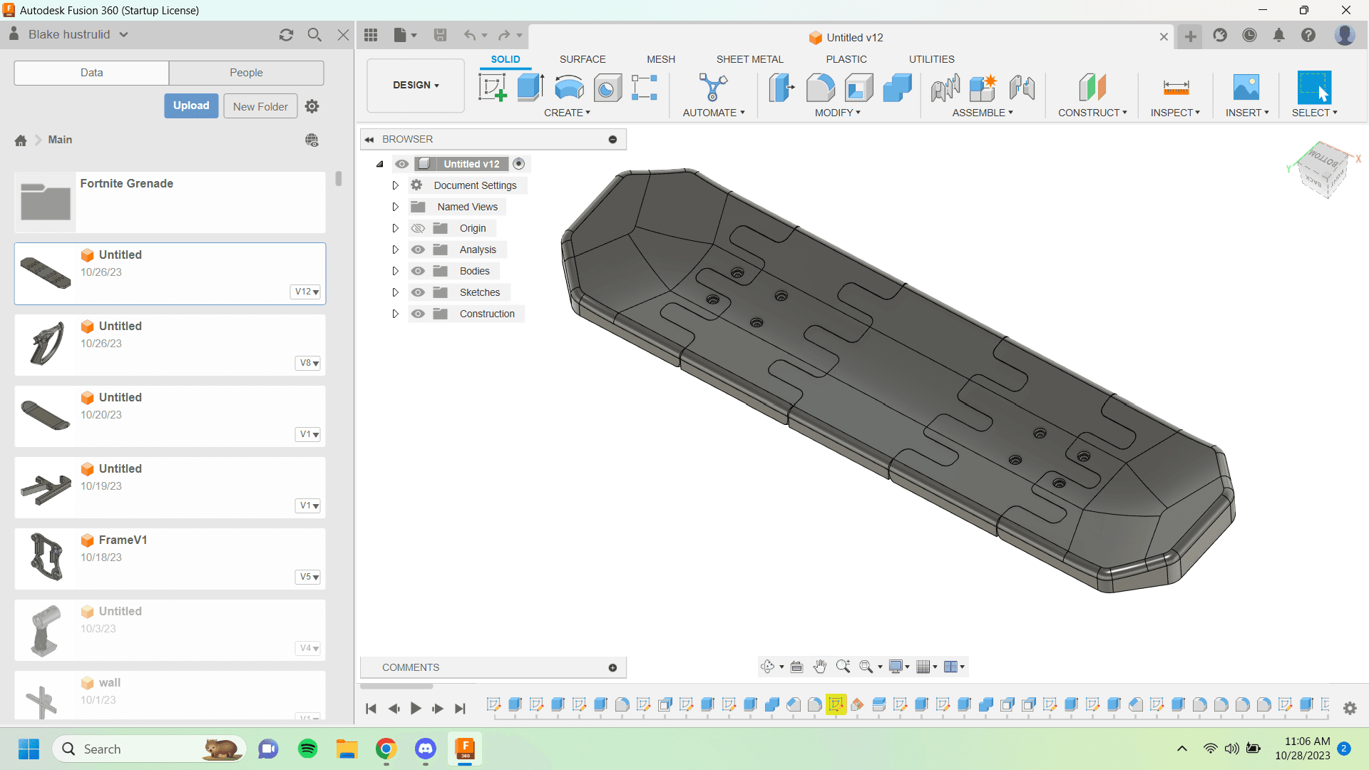 Full Size Skateboard Deck 3d model