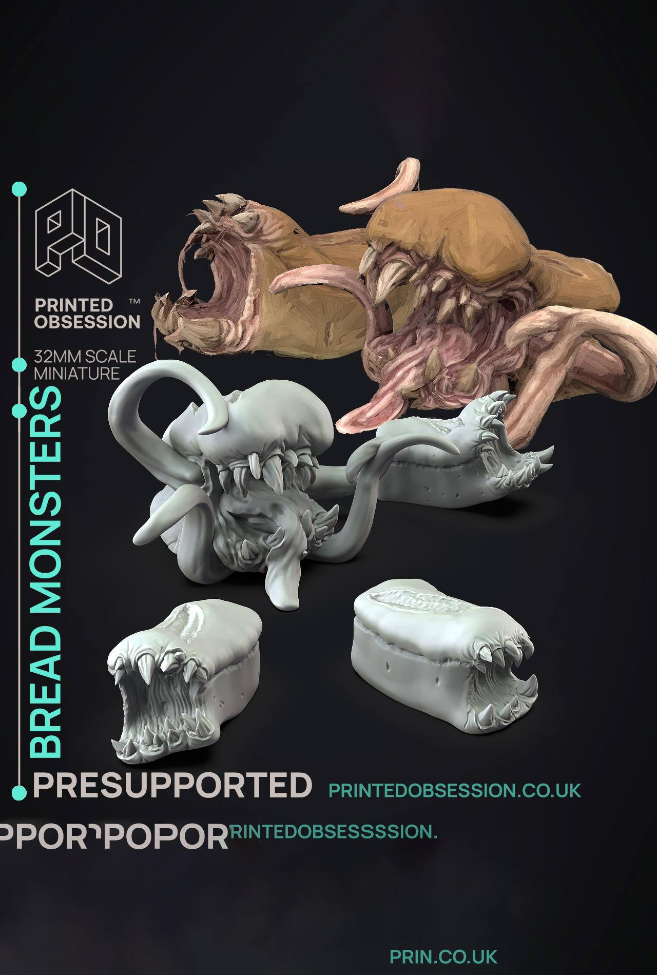 Bread Monster - Possessed Bakery - PRESUPPORTED - Illustrated and Stats - 32mm scale			 3d model