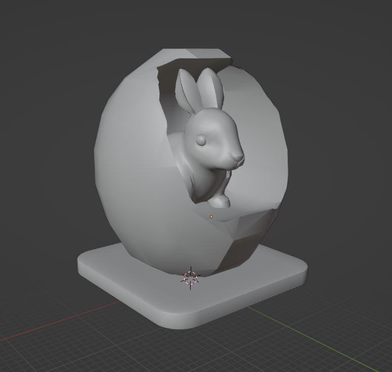 Easter Bunny Rabbit inside an egg.stl 3d model