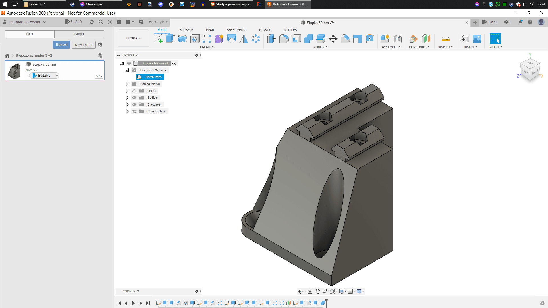 2x2020 50mm Hefty Foot 3d model