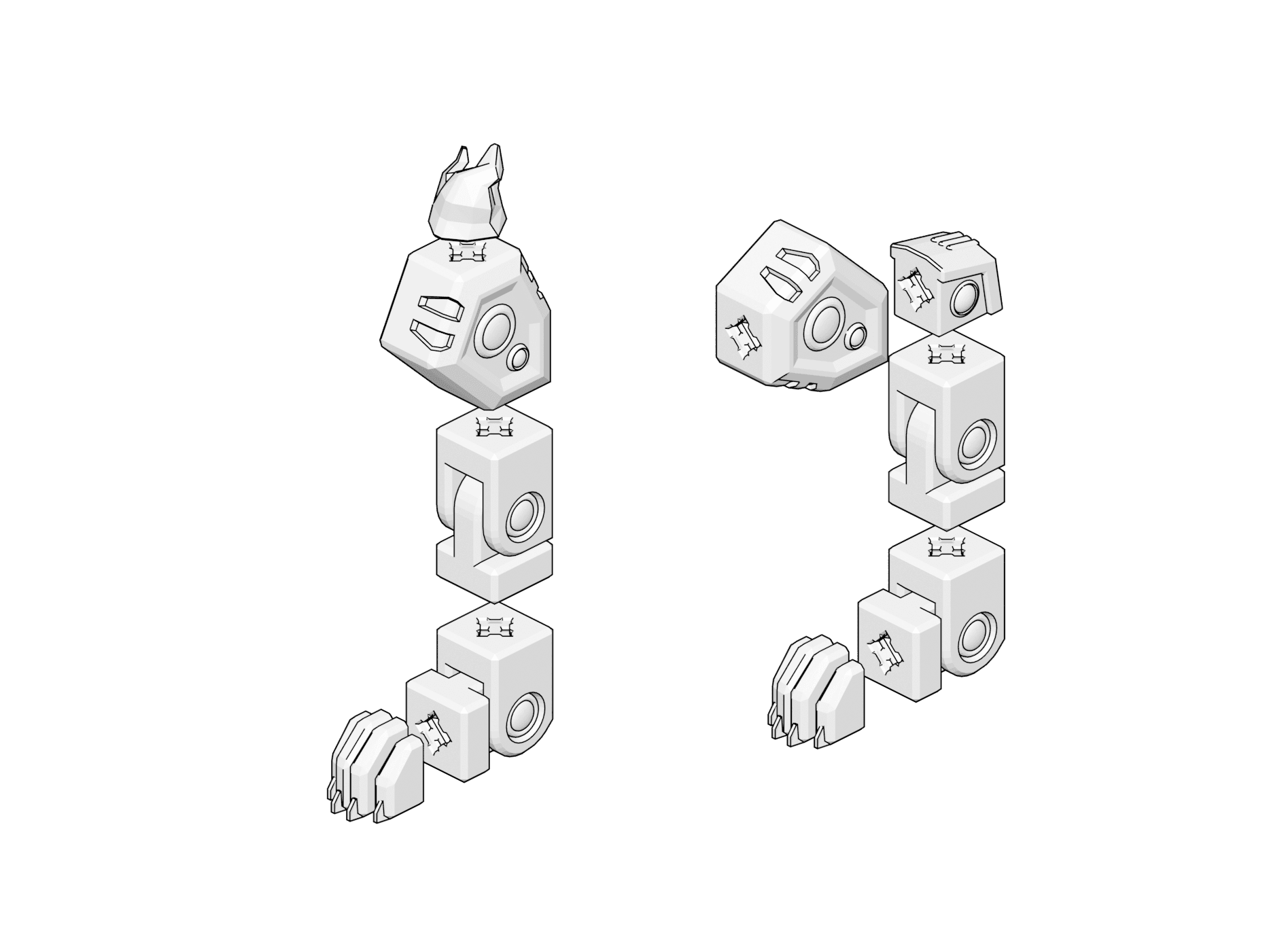 PrintABlok Fire Fox Articulated Robot Construction Toy 3d model