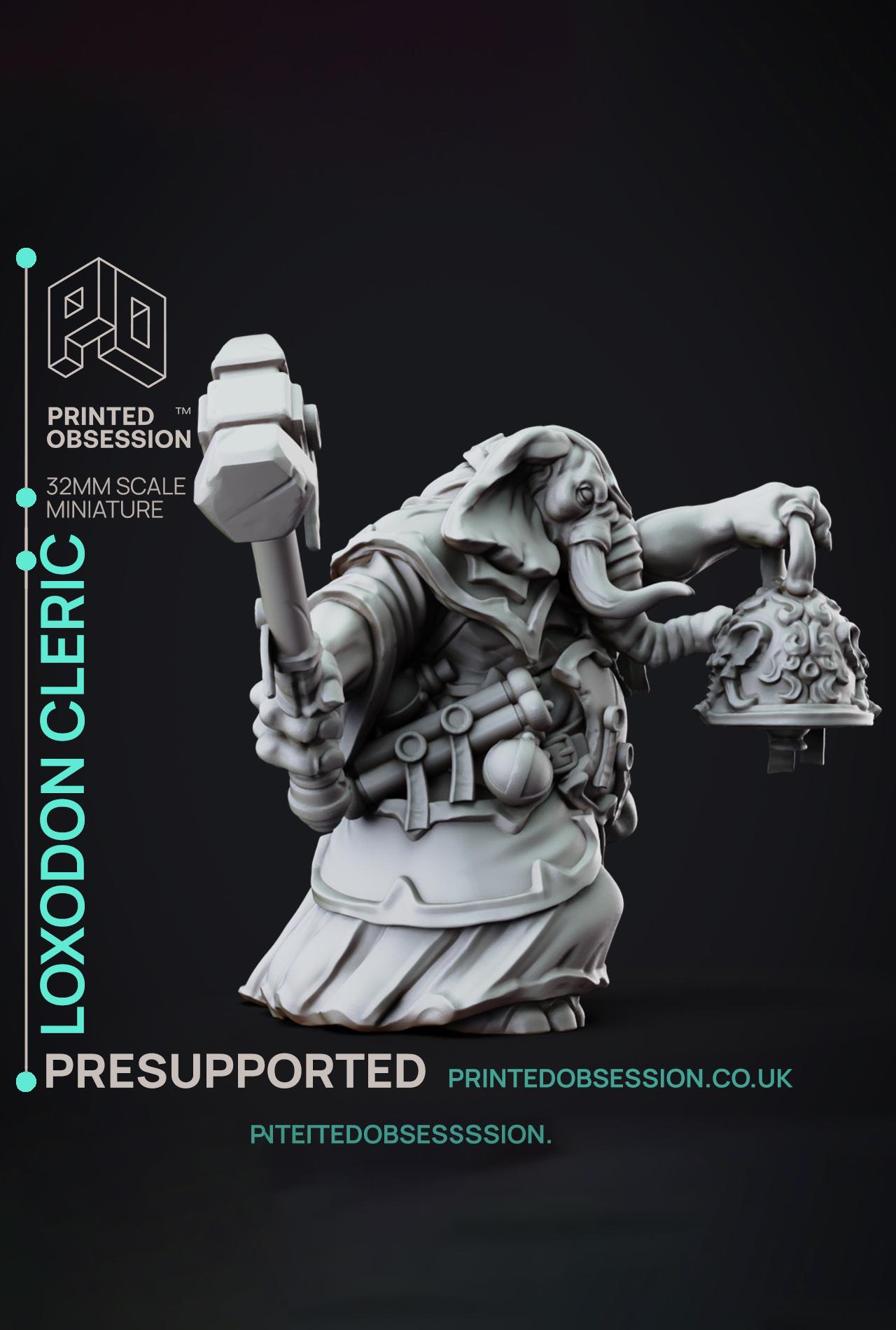 Loxodon Cleric - Lady of Pox - PRESUPPORTED - Illustrated and Stats - 32mm scale			 3d model