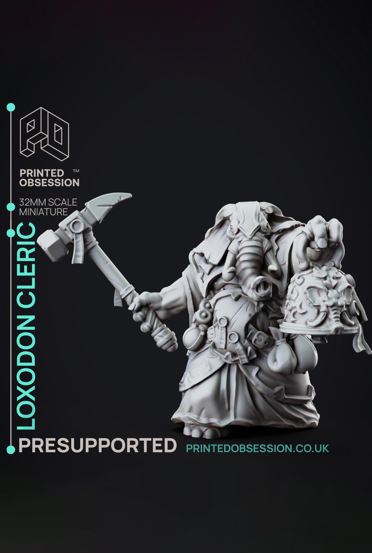 Loxodon Cleric - Lady of Pox - PRESUPPORTED - Illustrated and Stats - 32mm scale			 3d model