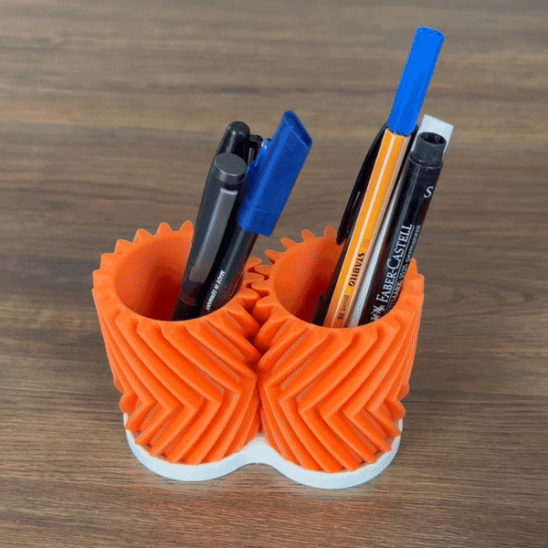 Geared Pen Holder (Print in Place) 3d model