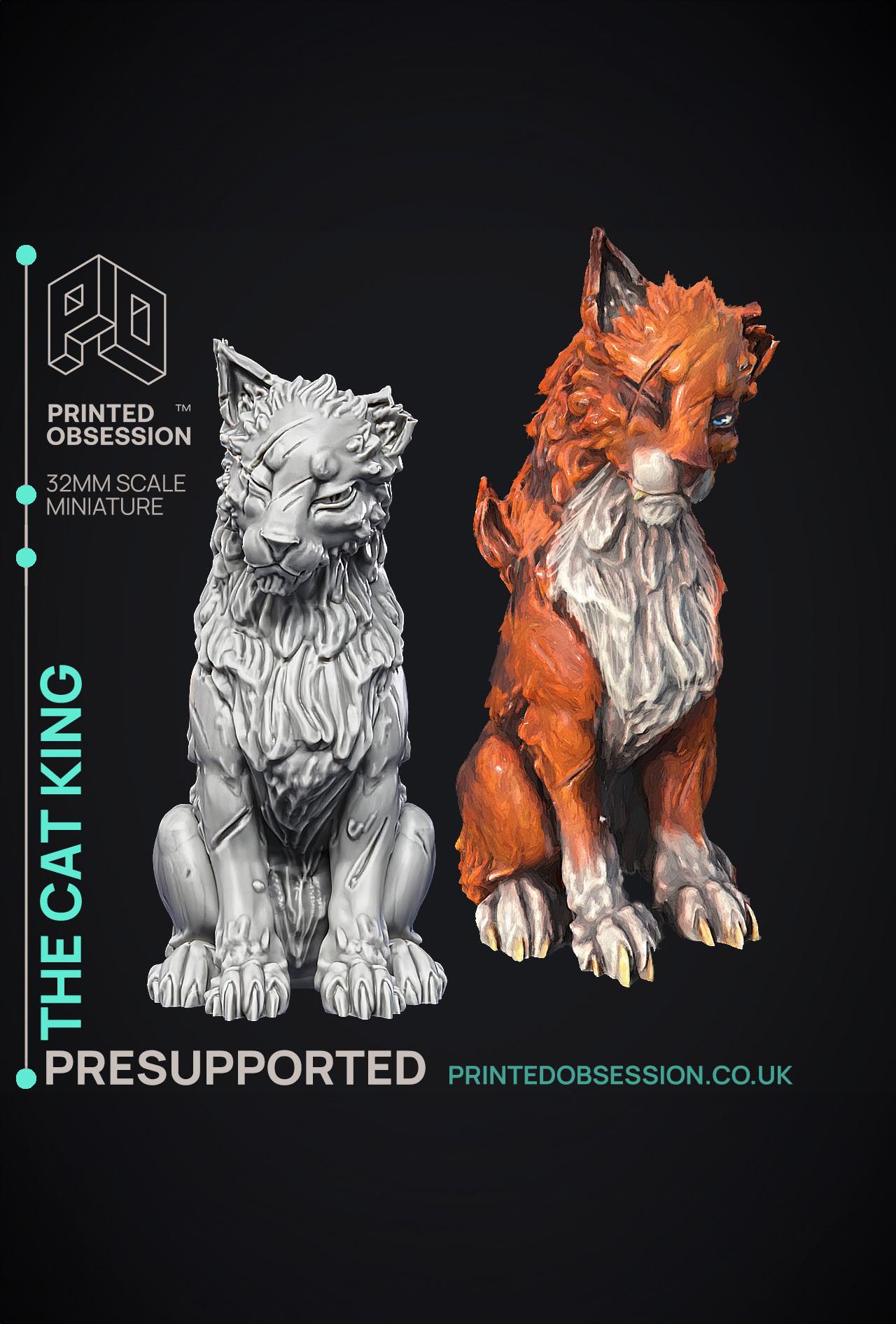 Cat King - NPC Familar - PRESUPPORTED - Illustrated and Stats - 32mm scale  3d model