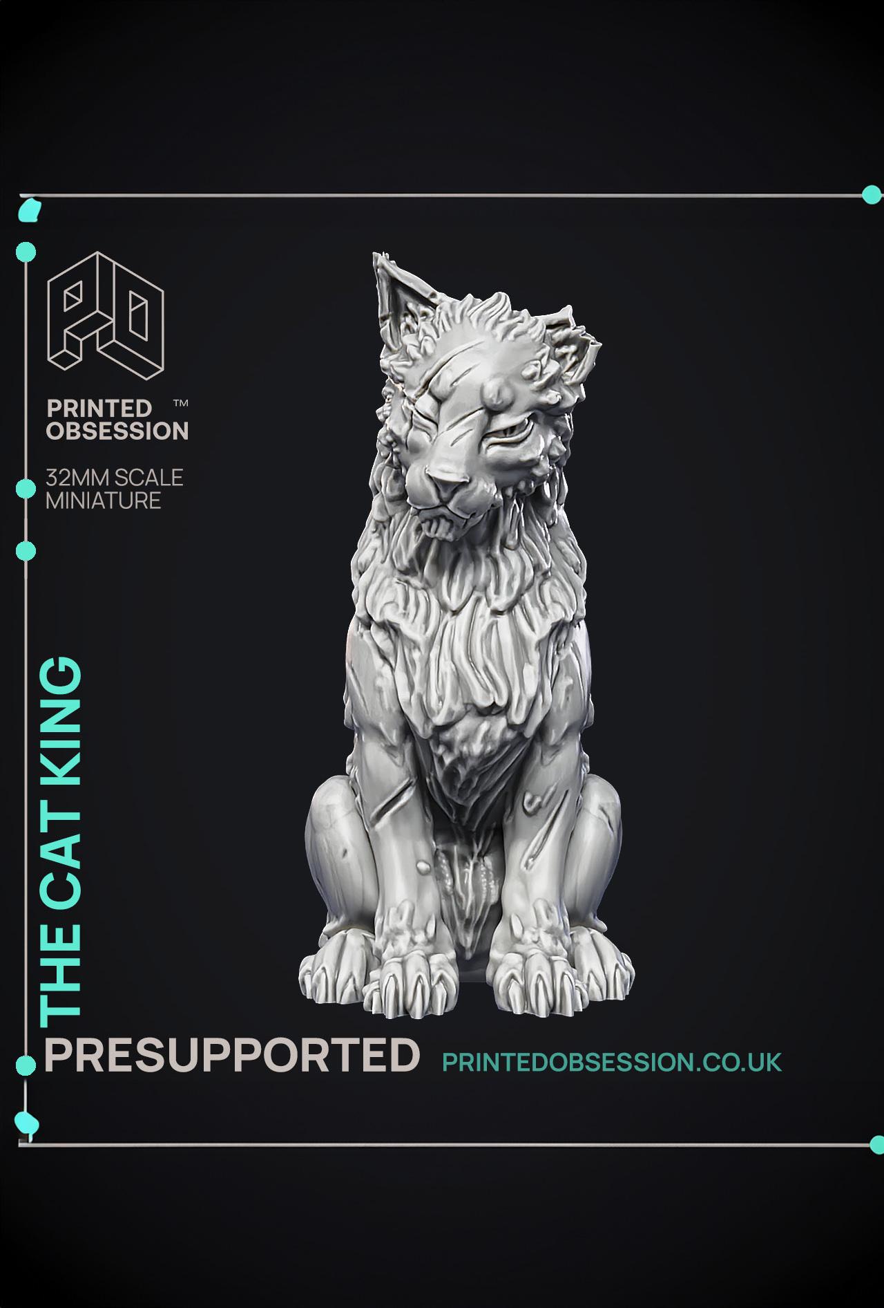 Cat King - NPC Familar - PRESUPPORTED - Illustrated and Stats - 32mm scale  3d model