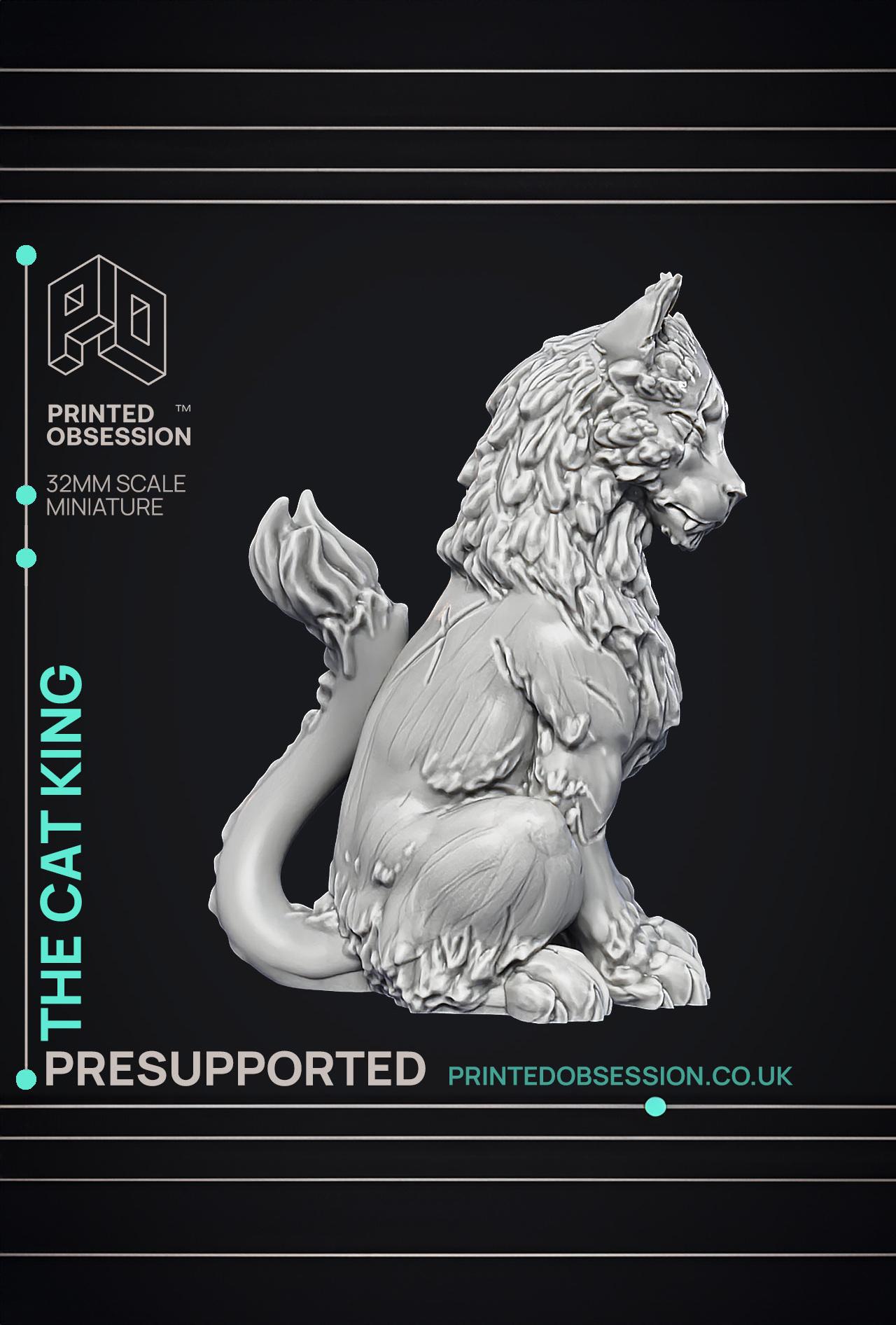 Cat King - NPC Familar - PRESUPPORTED - Illustrated and Stats - 32mm scale  3d model