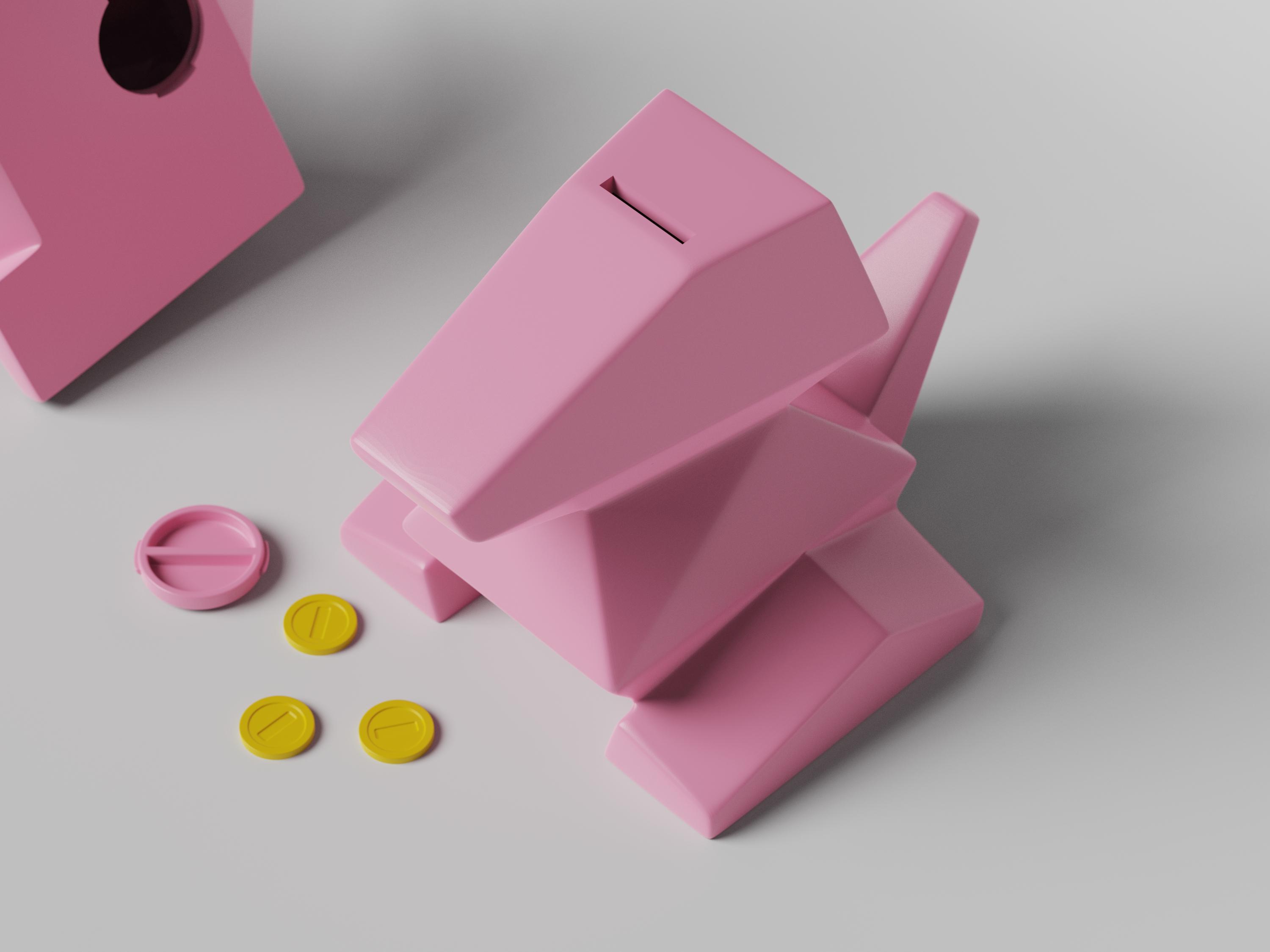 Low-poly Porygon - Piggy Bank 3d model