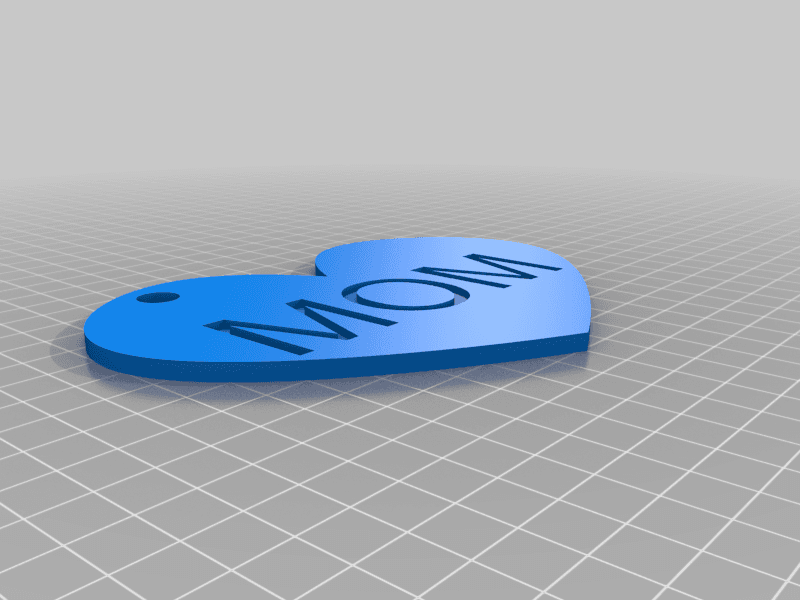 Mom Heart Key Ring 3d model