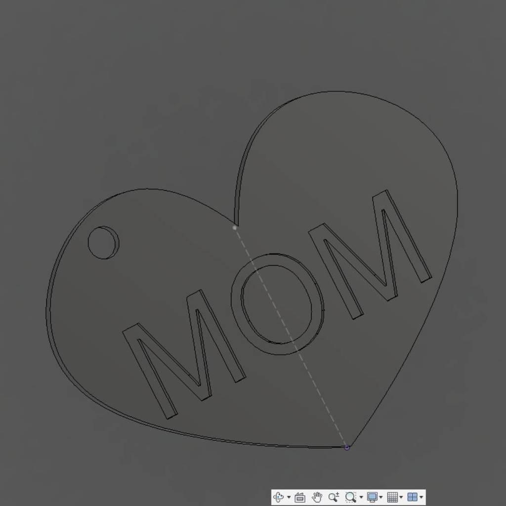 Mom Heart Key Ring 3d model