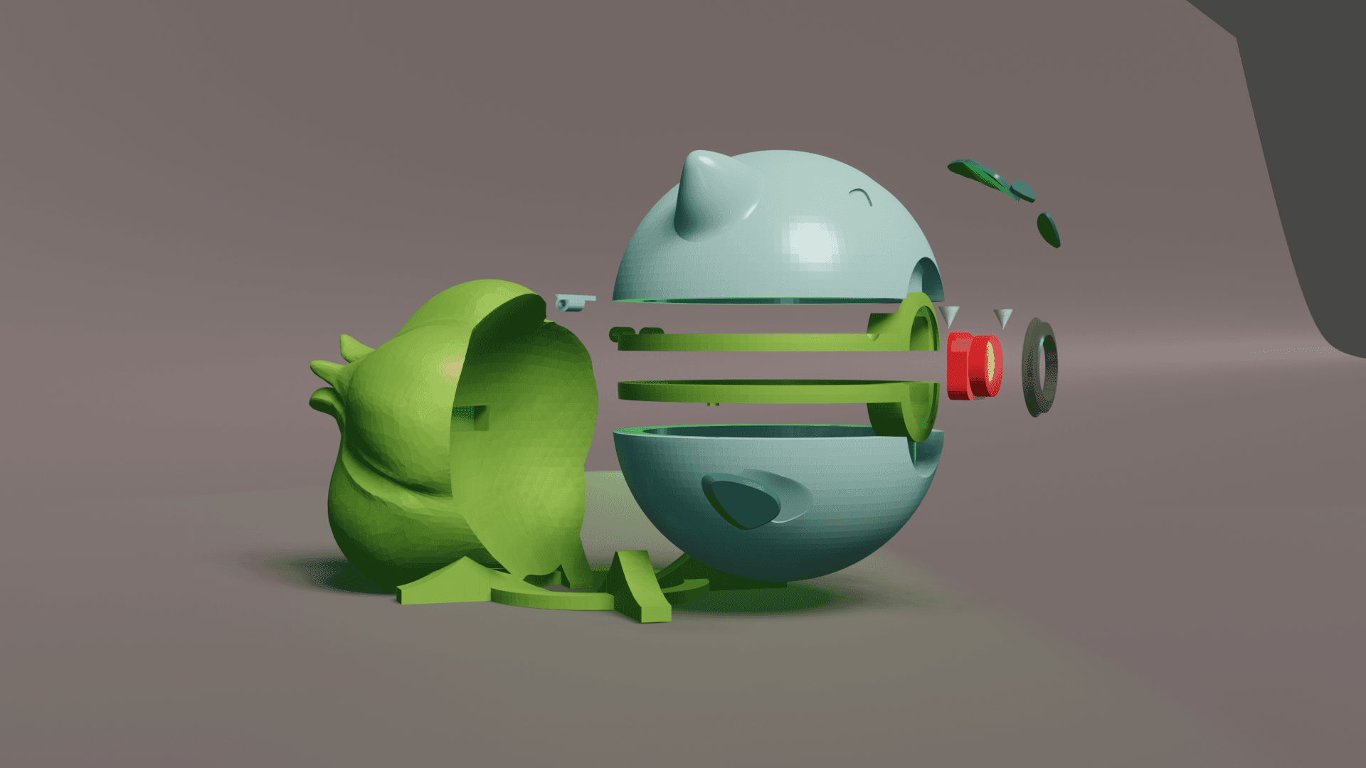 BulbaBall Bulbasaur Themed Opening Pokeball - Fan Art 3d model