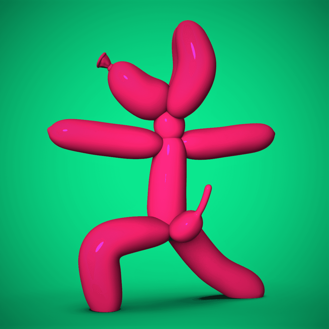 Balloon Doggy Yoga -Warrior2 Pose 3d model