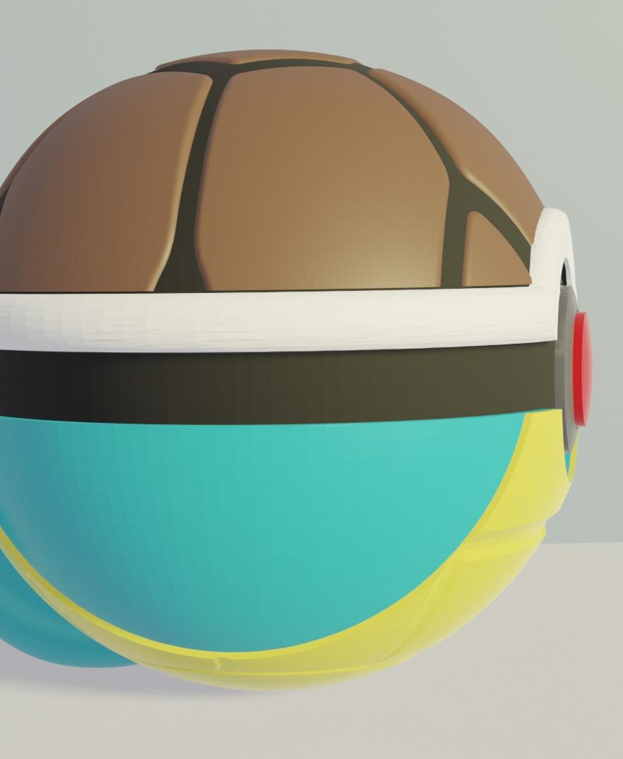 SquirBall Squirtle Themed Opening Pokeball - Fan Art 3d model