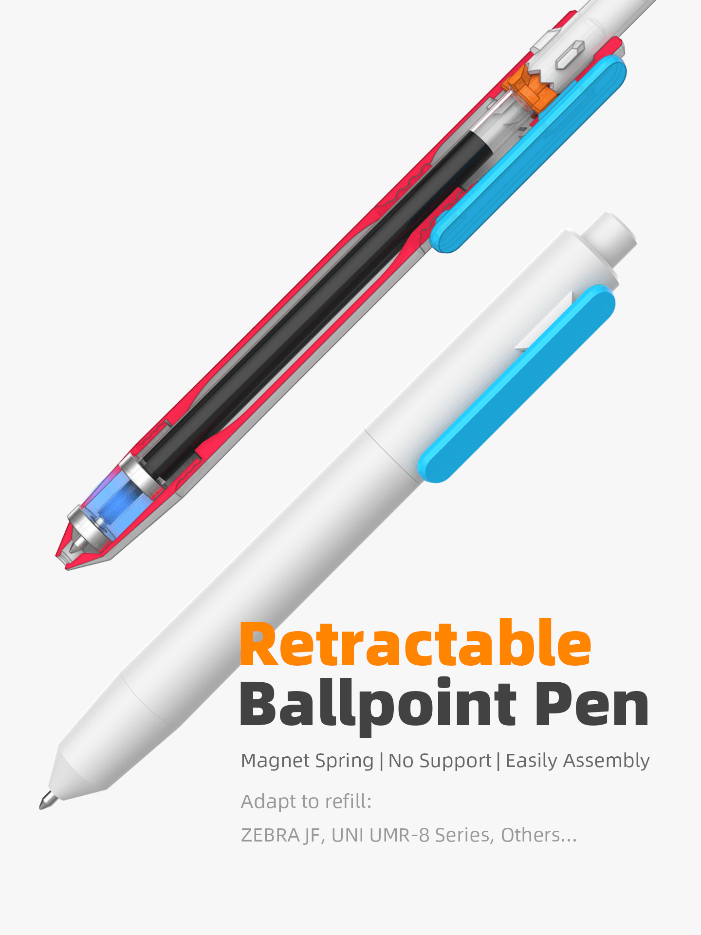 Retractable  Ballpoint Pen 3d model