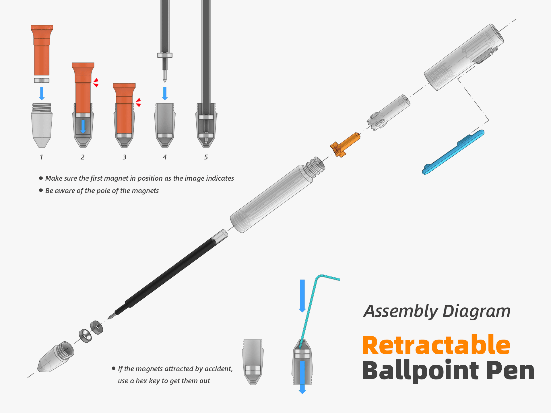 Retractable  Ballpoint Pen 3d model