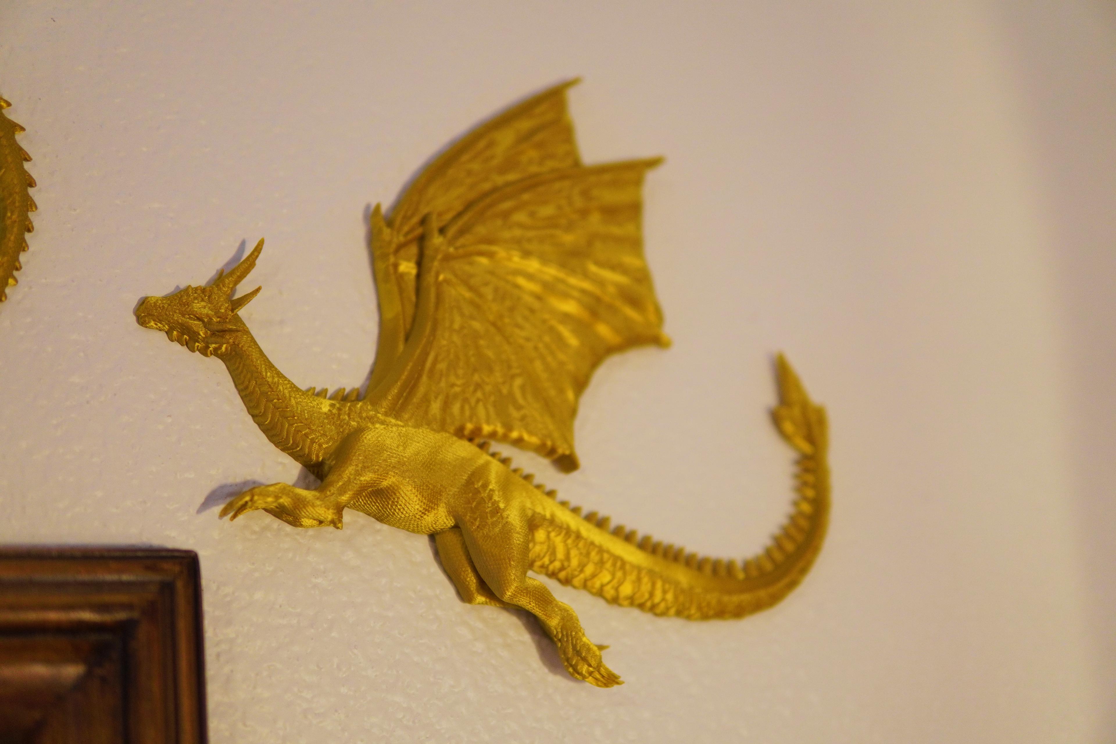 Dragons In Flight- Three Wall-Mounted Dragon Decor 3d model