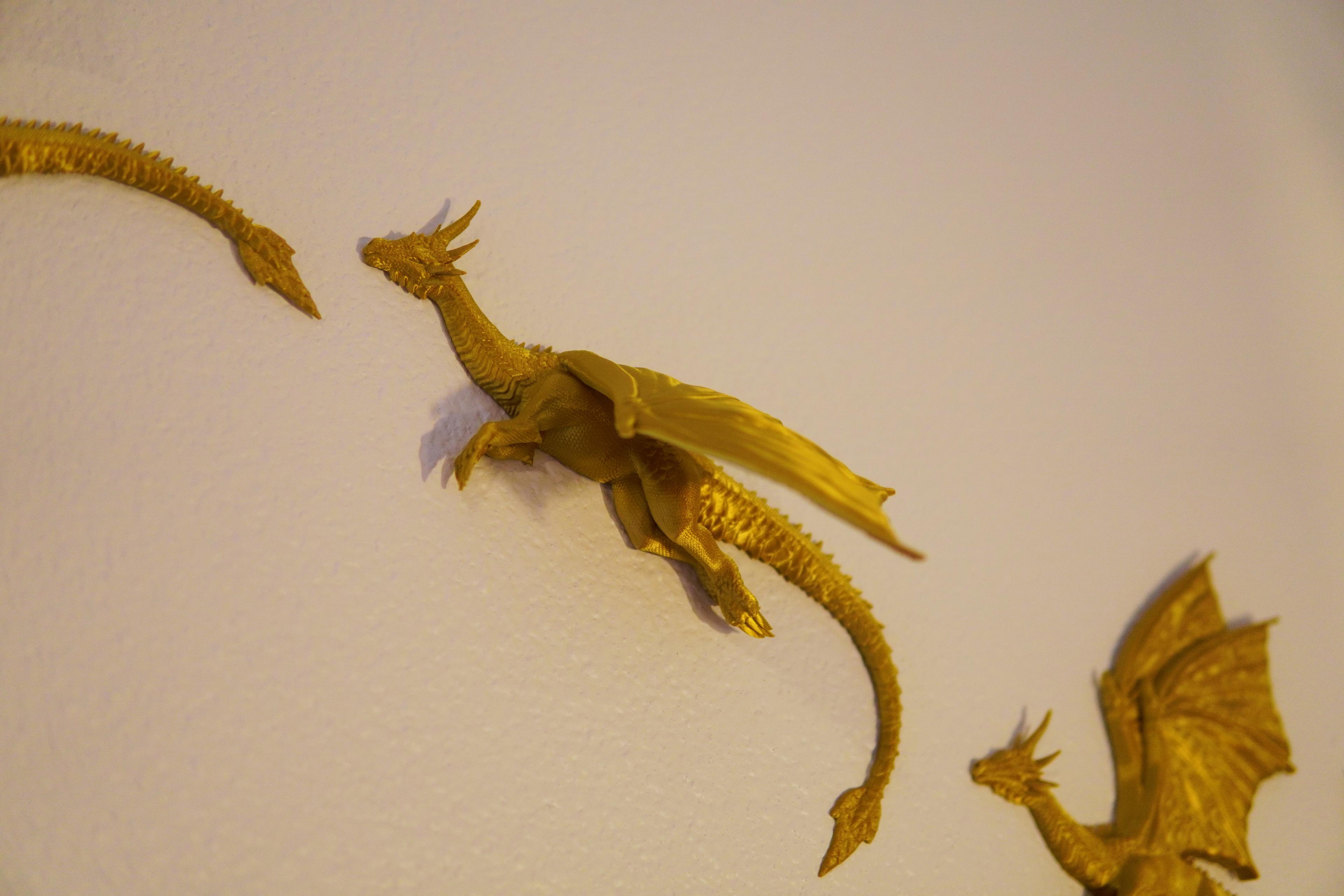 Dragons In Flight- Three Wall-Mounted Dragon Decor 3d model