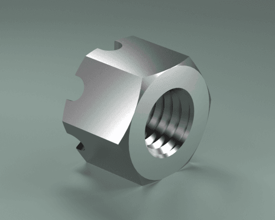 Hexagon slotted nut DIN 935 M8 3d model