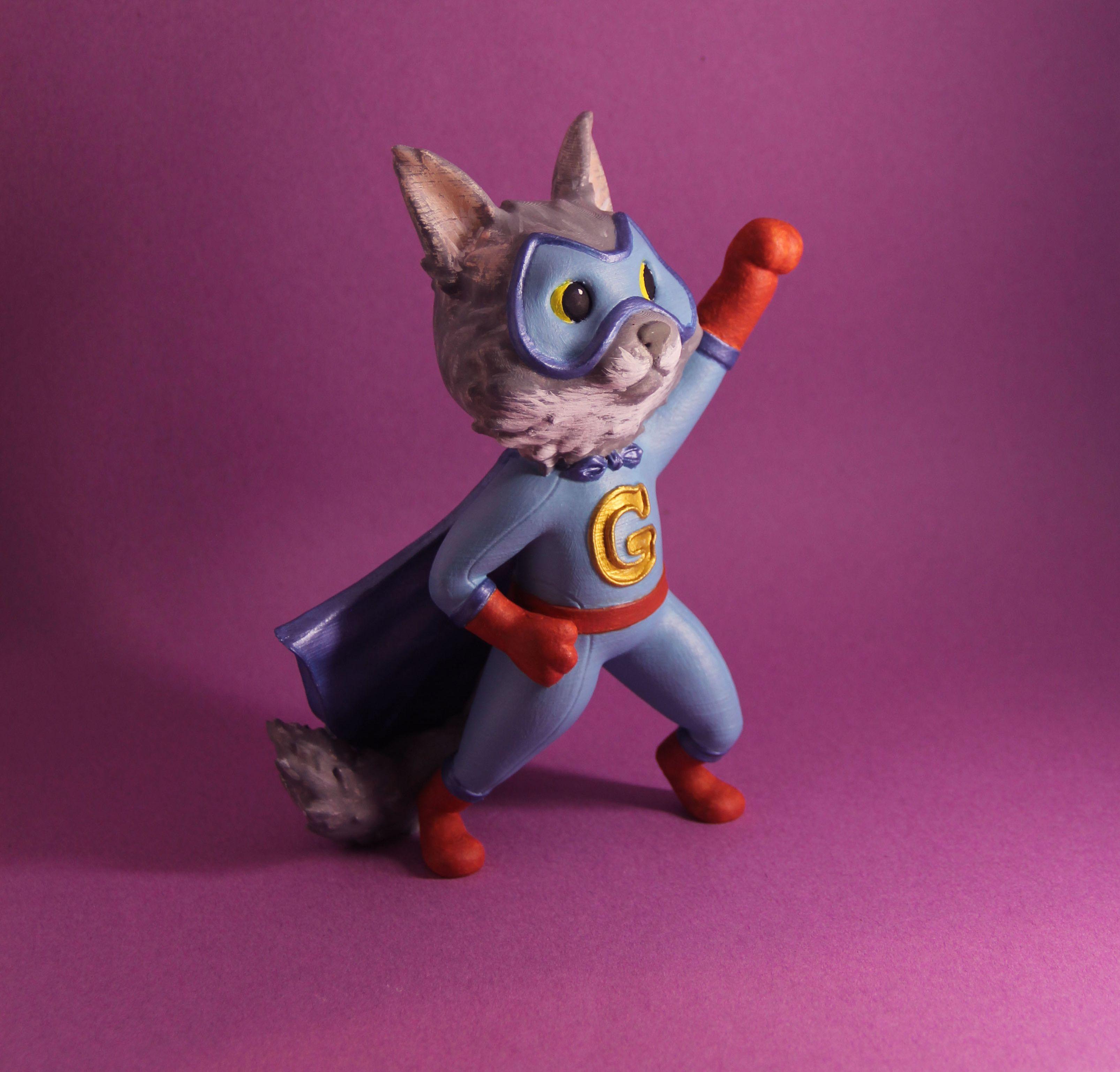 Comic Con Cat - Super fun model, I added silver into the blue paints to make them really shiny and metallic looking. - 3d model