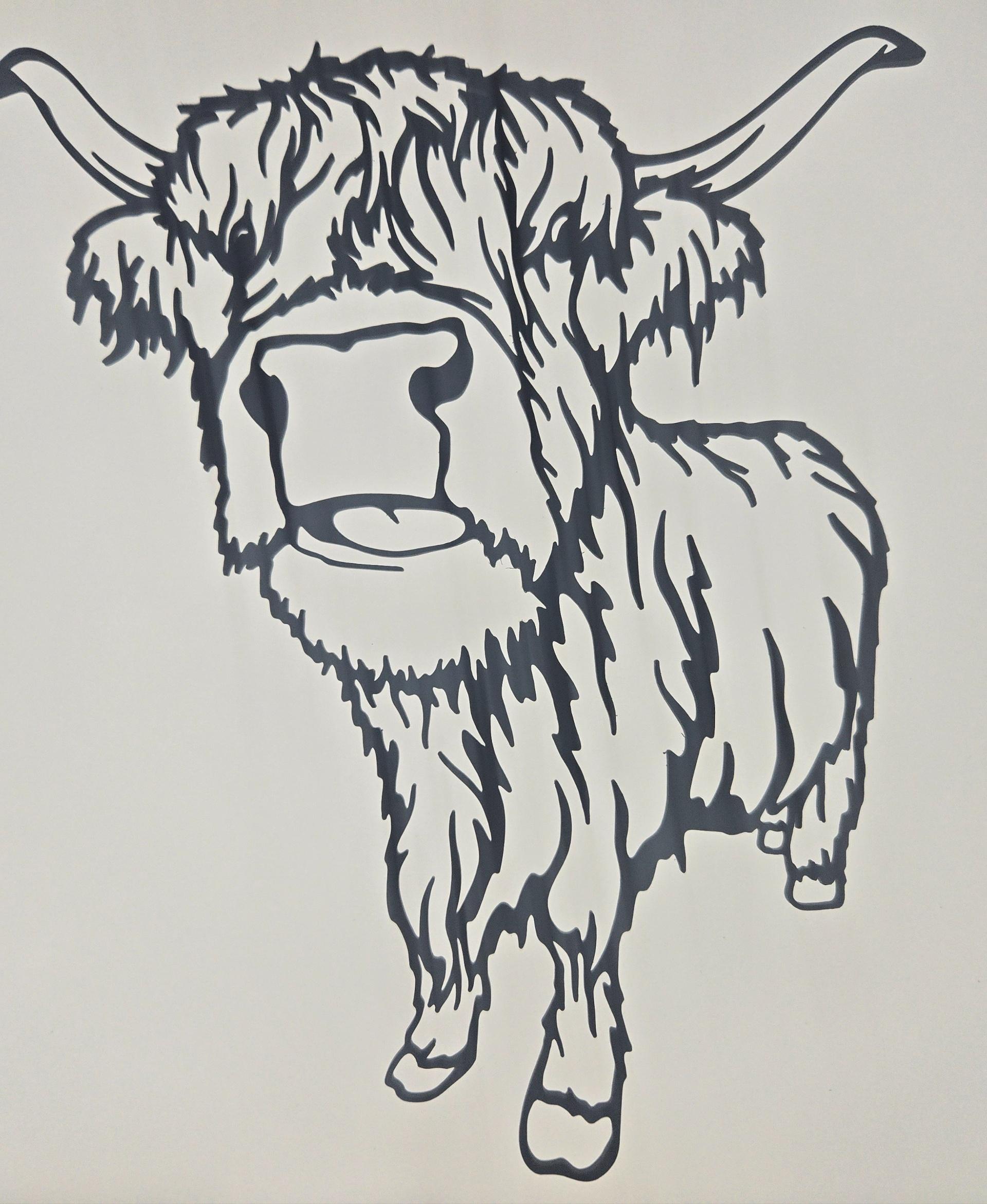 funny highland cow wall art 3d model